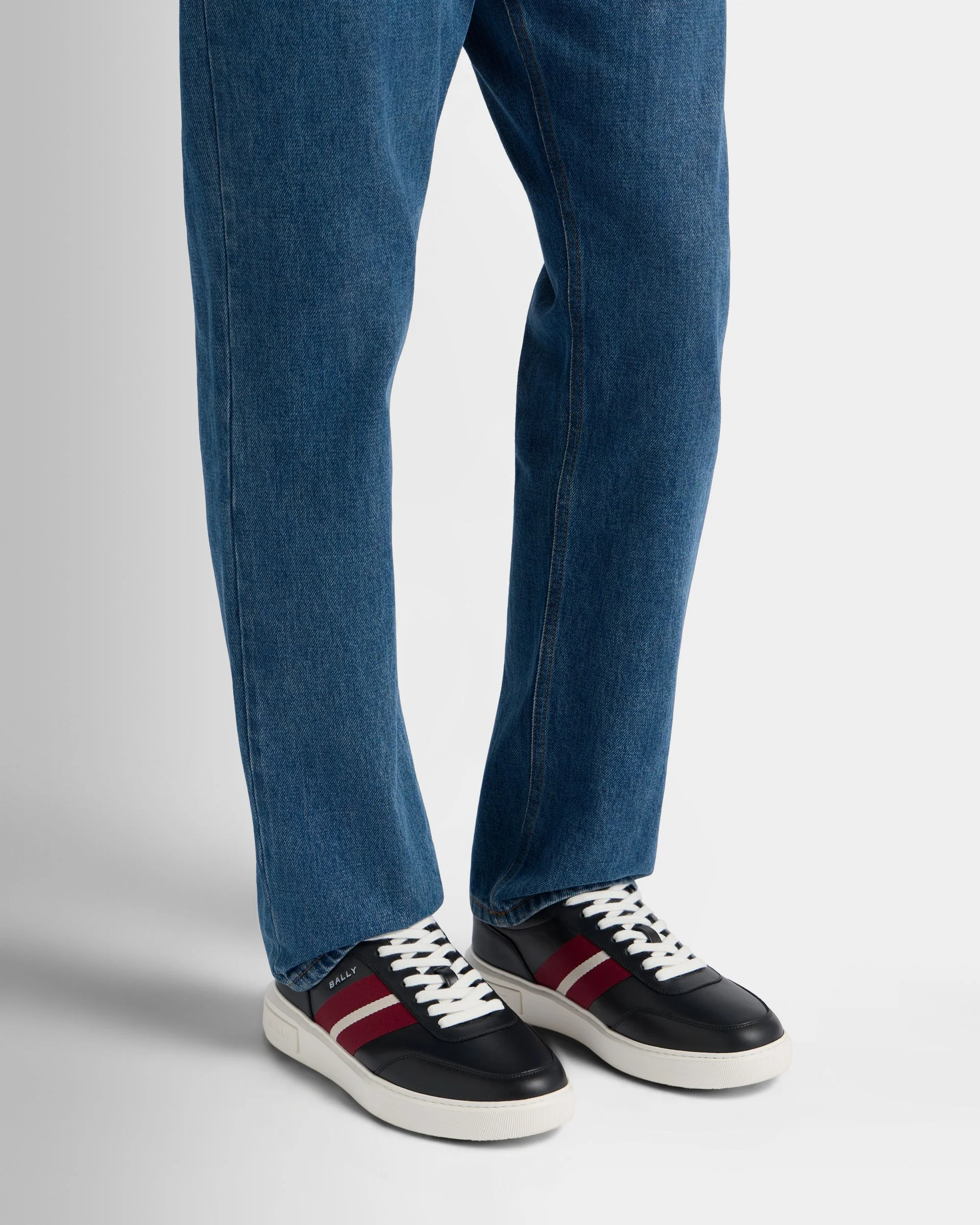 Bally Lift Sneaker in Black and Red Leather - Image 2