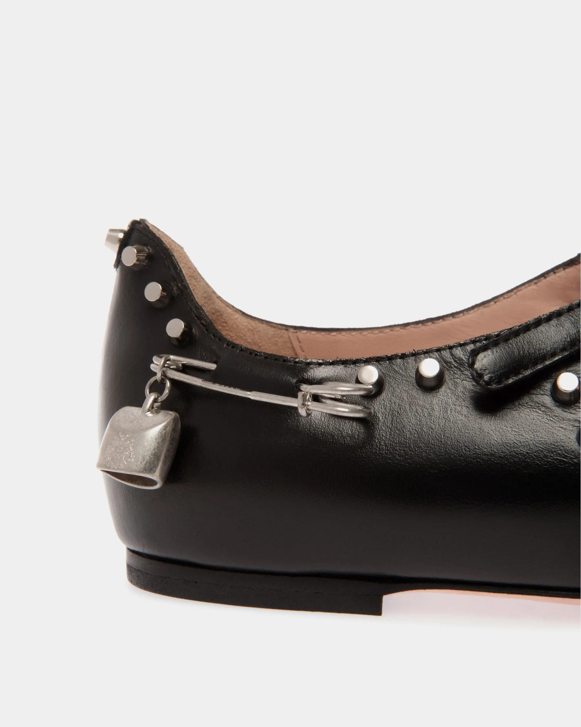 Ballyrina Flat in Black Leather with Studs - Image 6