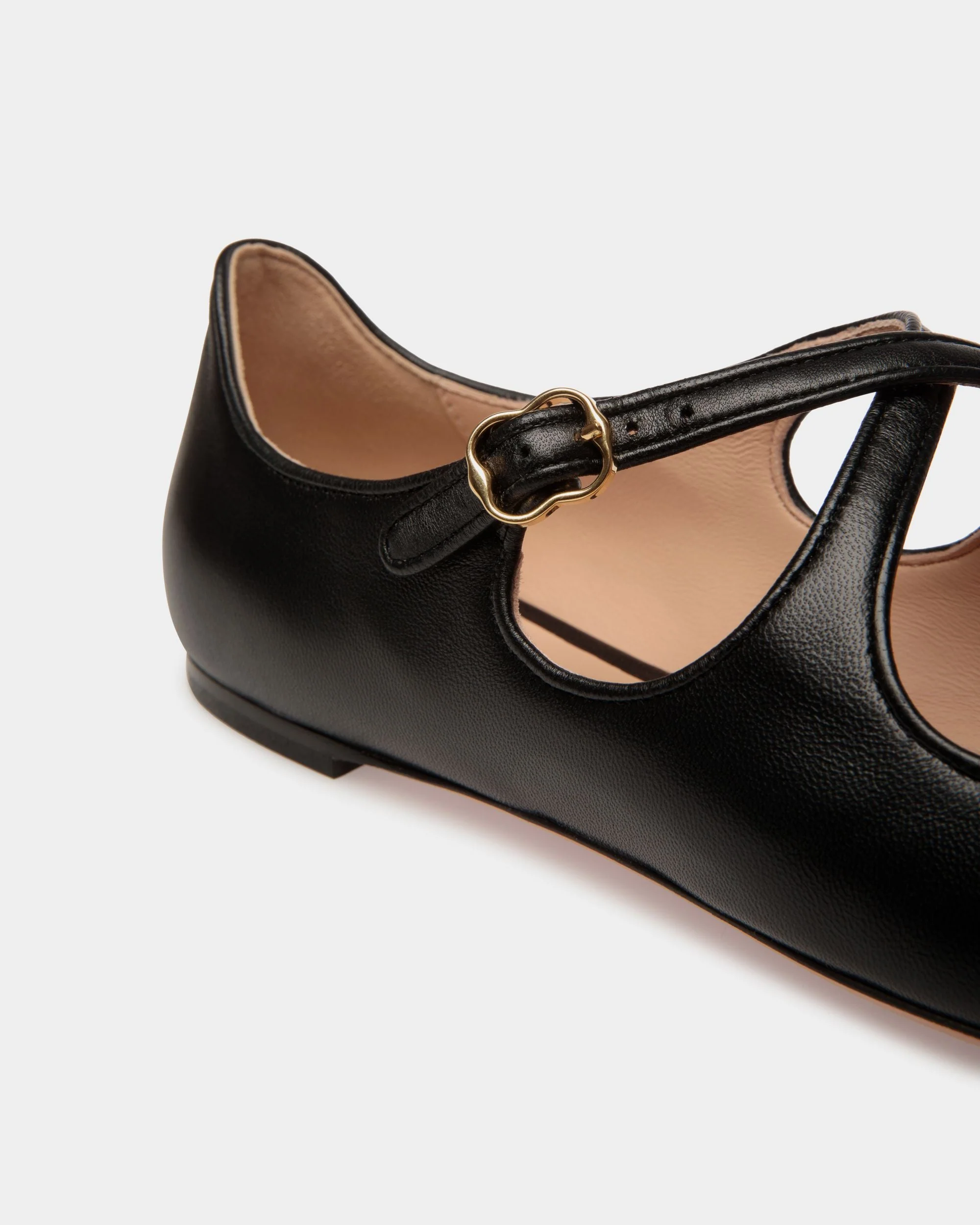 Ballyrina Flat In Black Nappa Leather - Image 4