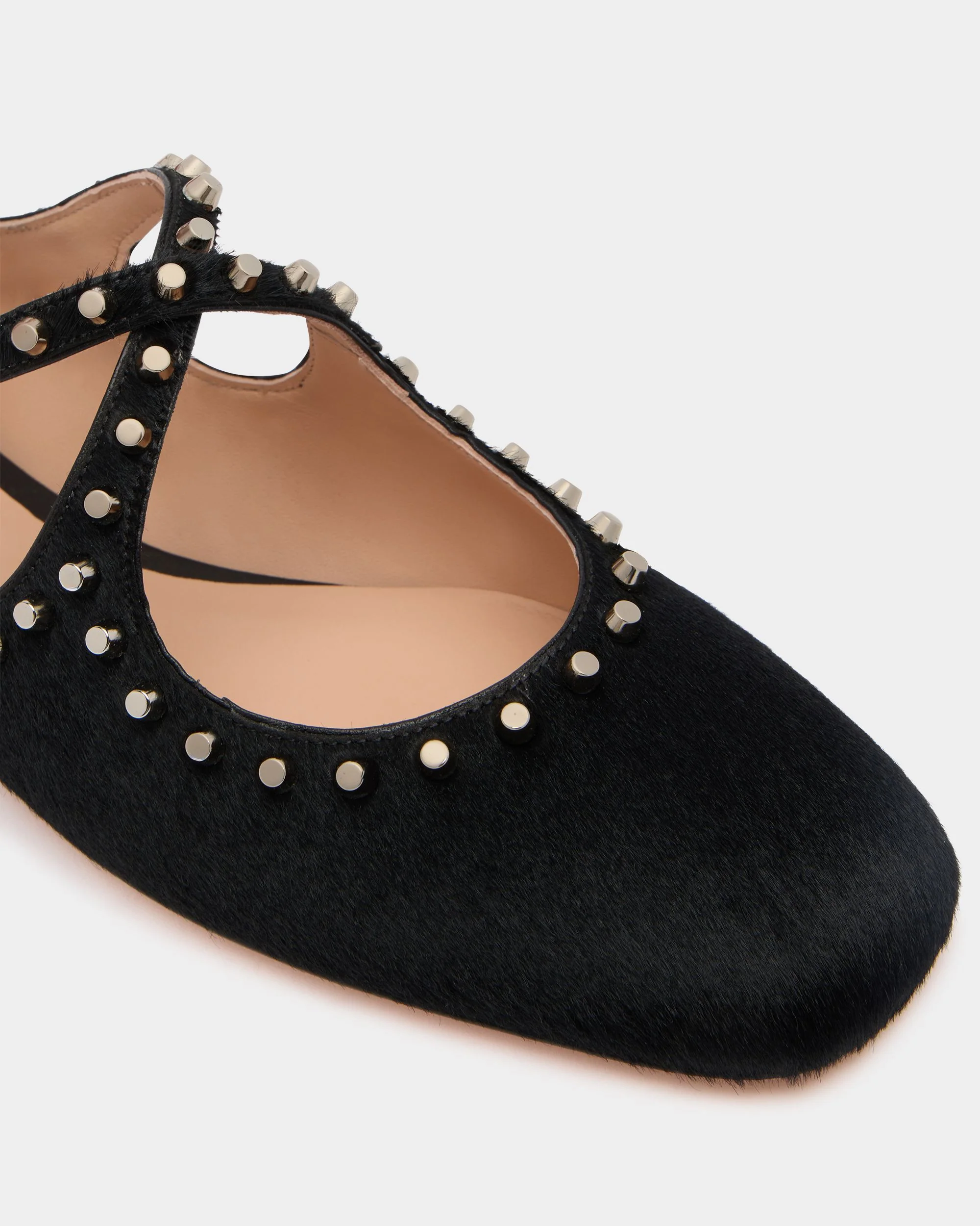 Ballyrina Flat in Black Pony Hair With Studs - Image 5