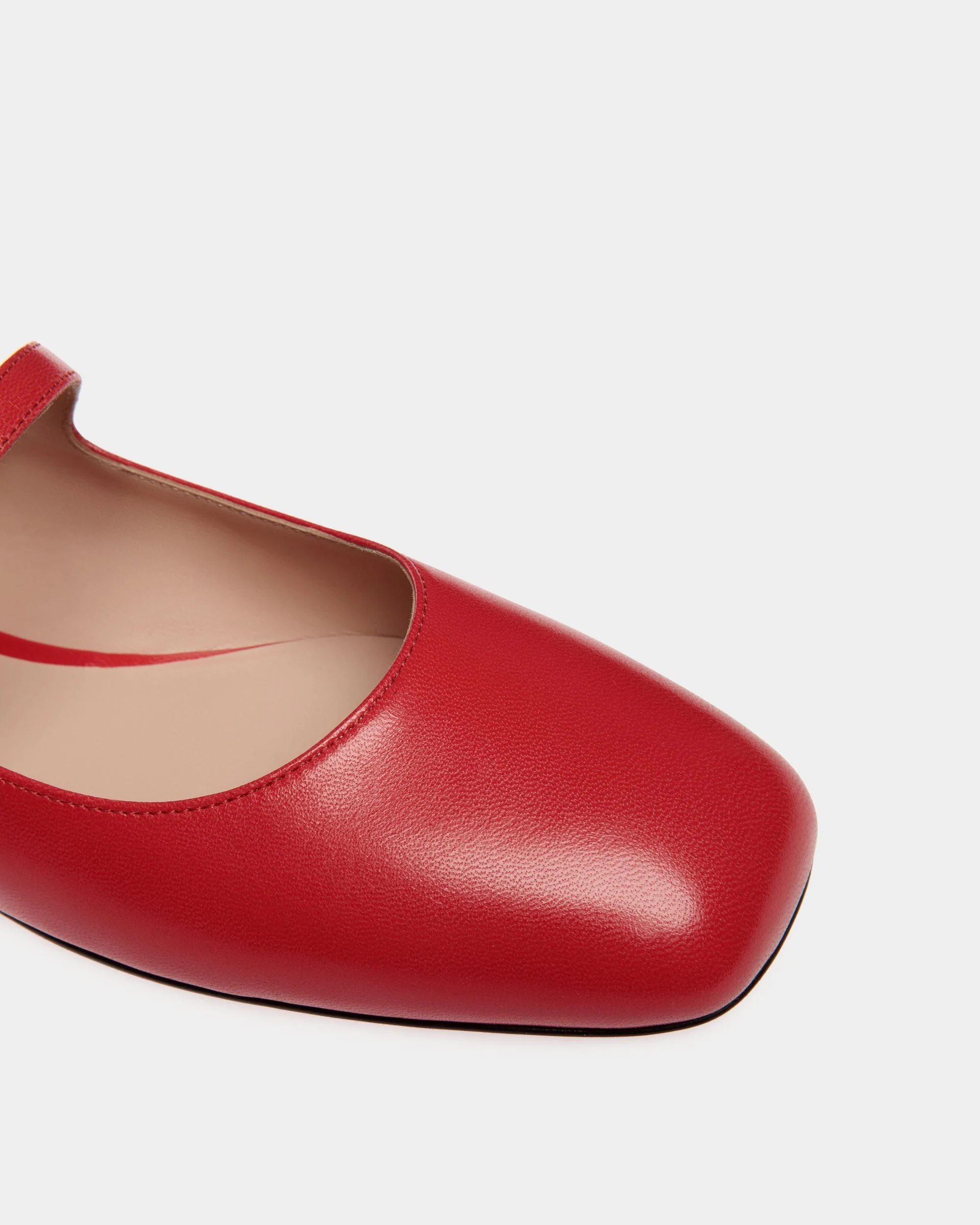 Ballyrina Flat In Candy Red Leather - Image 4