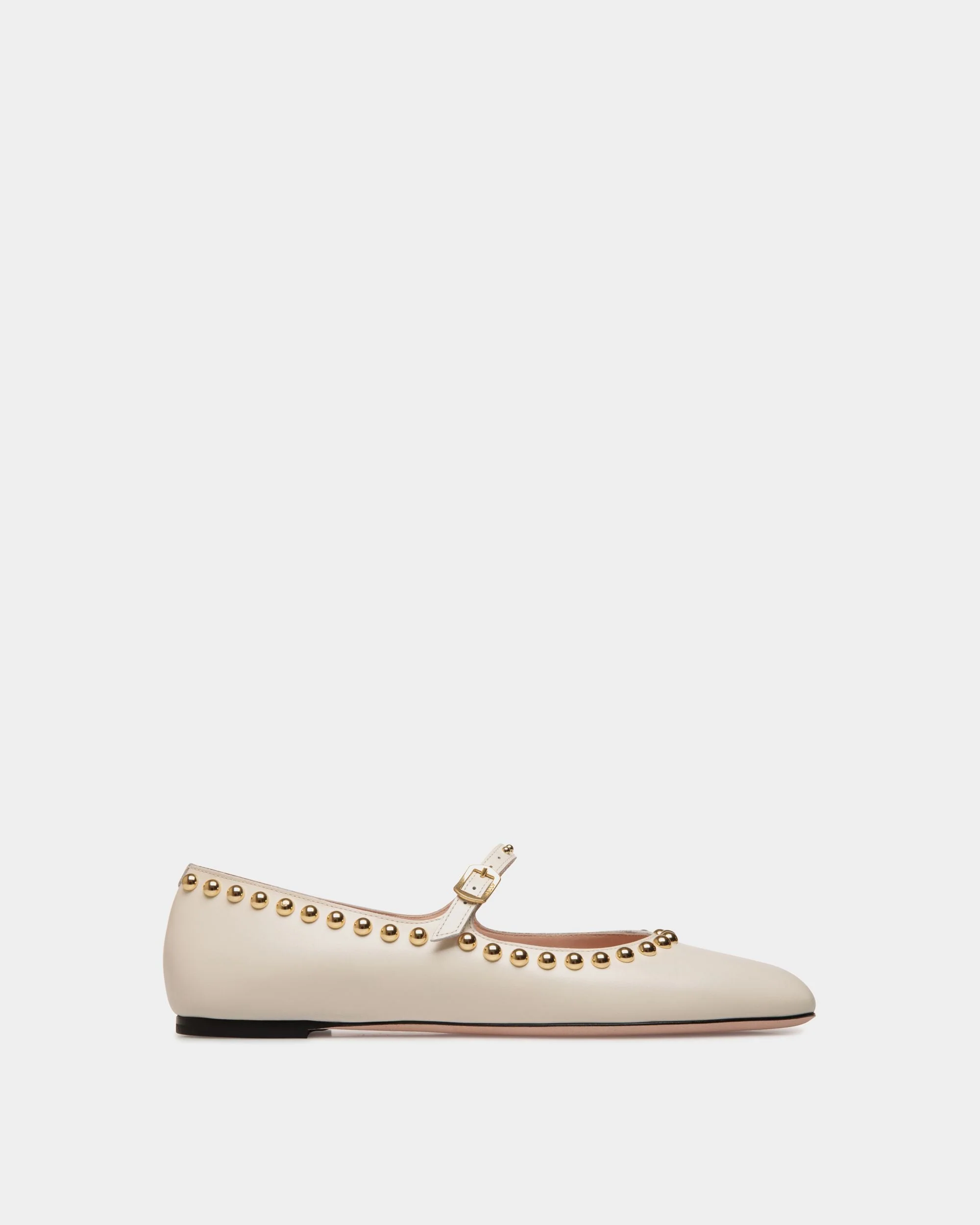 Ballyrina Flat in Ivory Leather