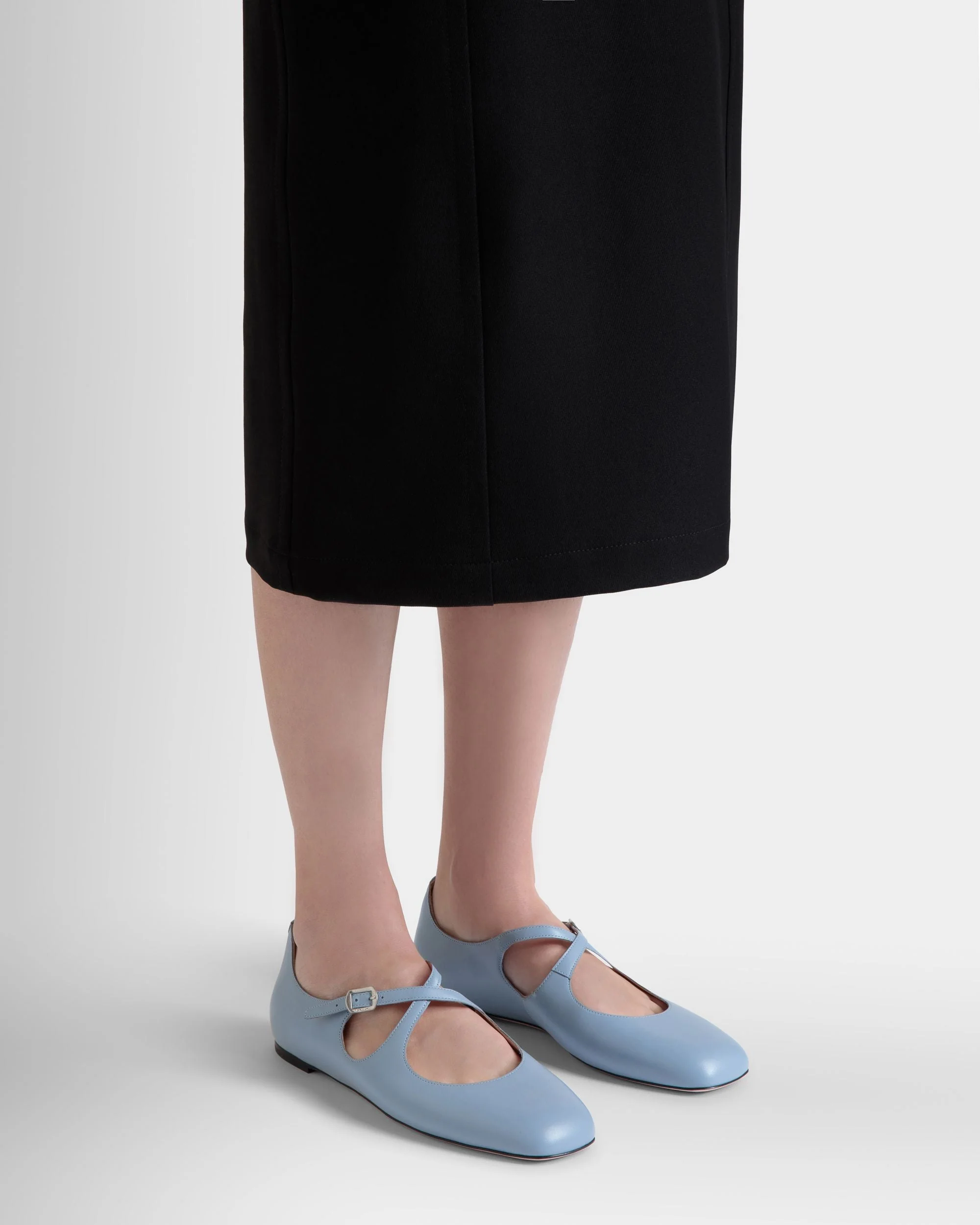 Ballyrina Flat in Light Blue Leather - Image 2