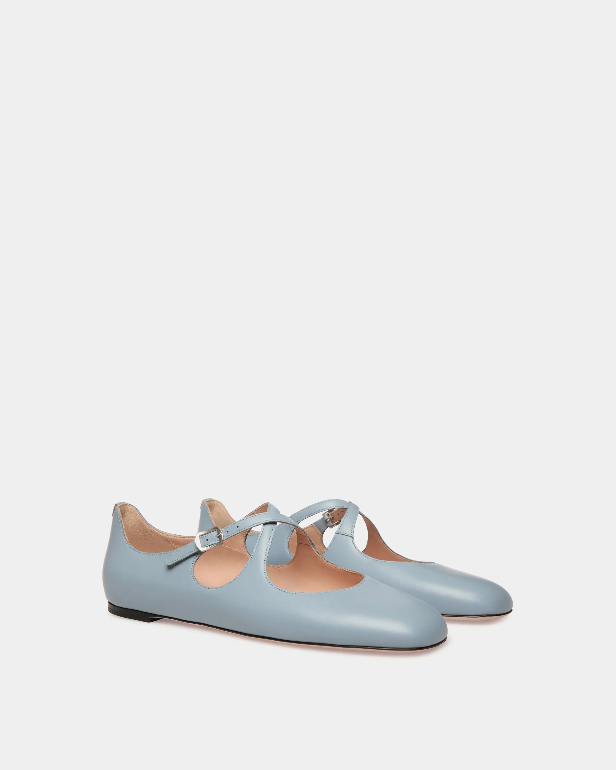 Ballyrina Flat in Light Blue Leather - Image 3
