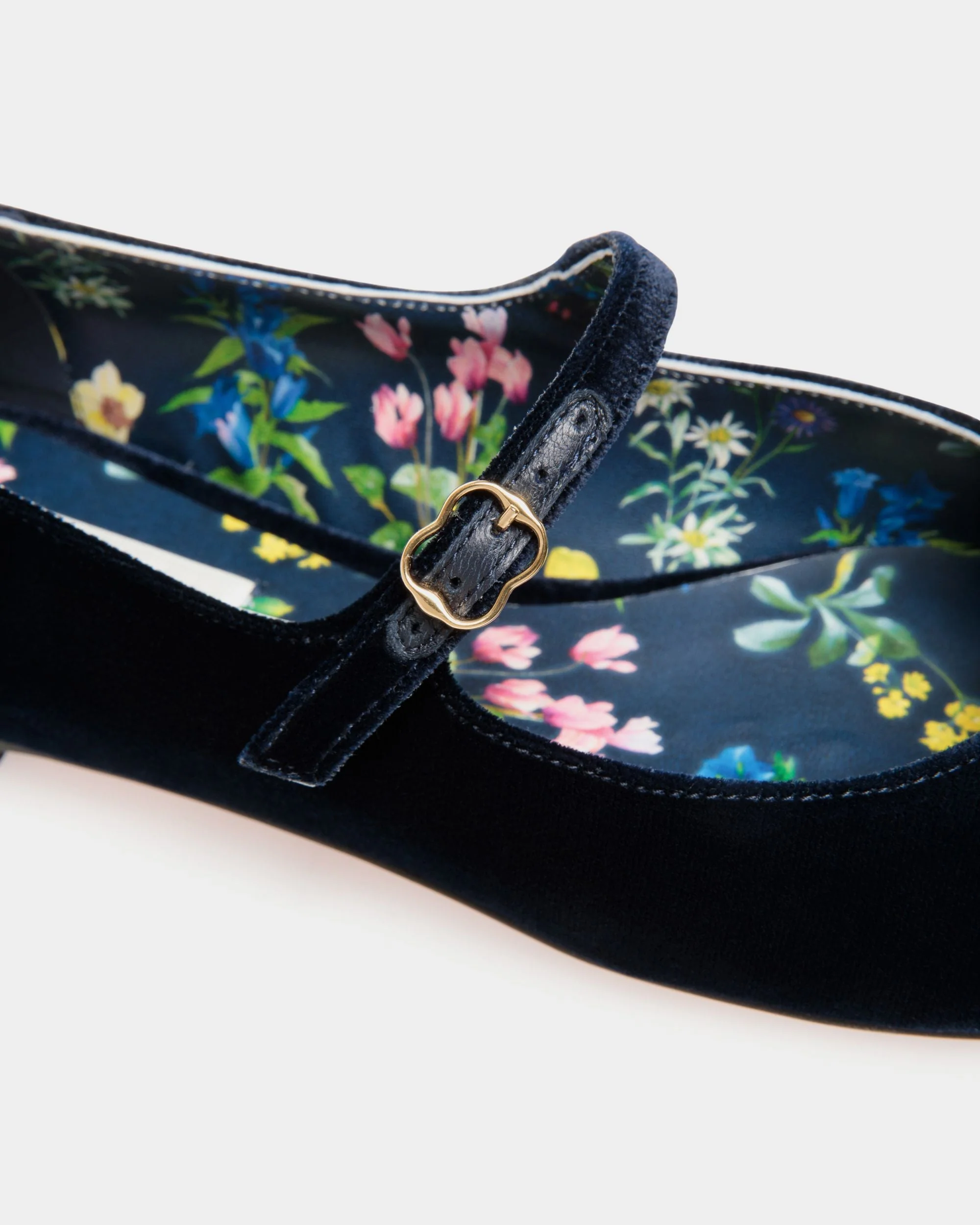 Ballyrina Flat in Navy Blue Velvet Fabric - Image 6