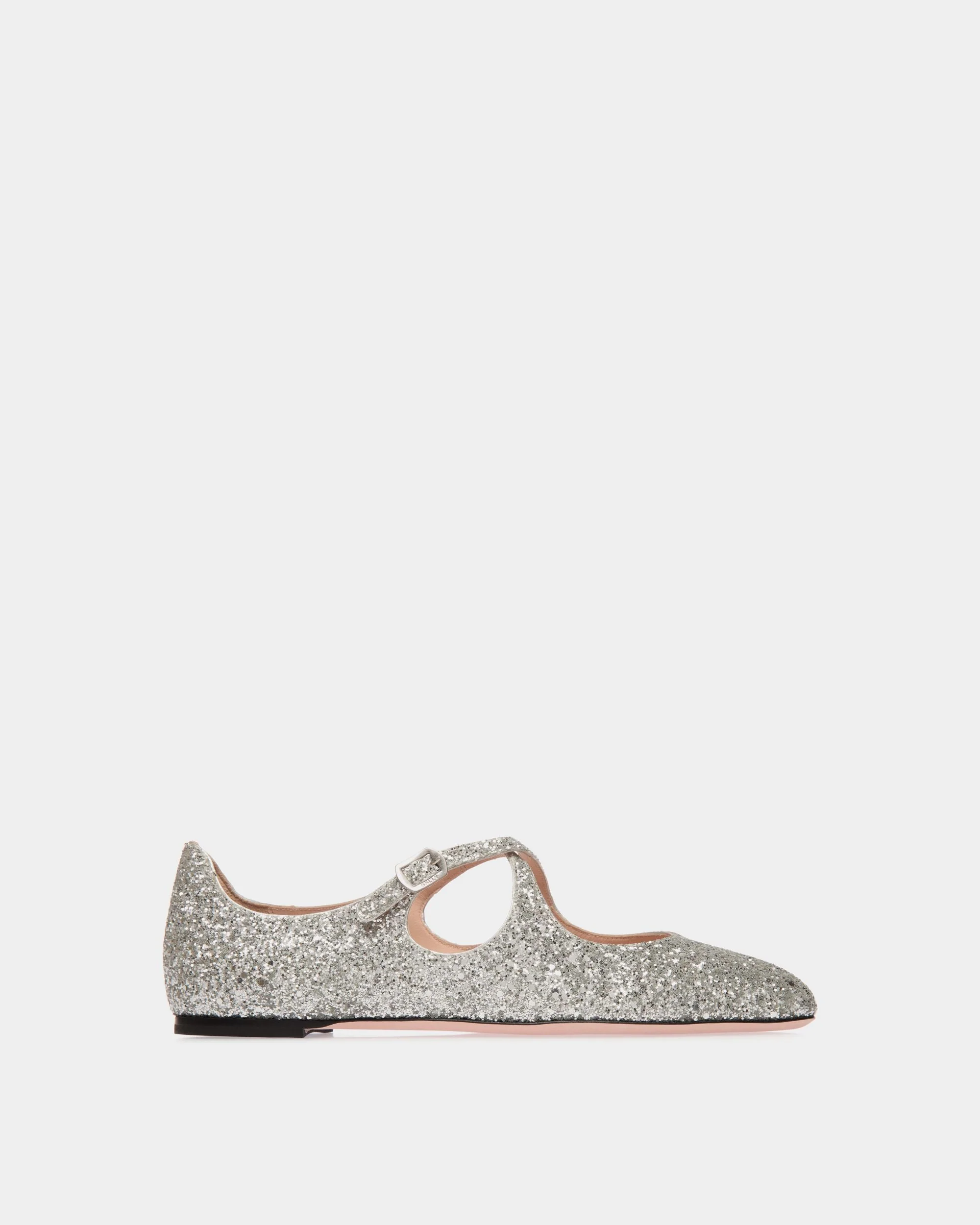 Ballyrina Flat in Silver Glitter