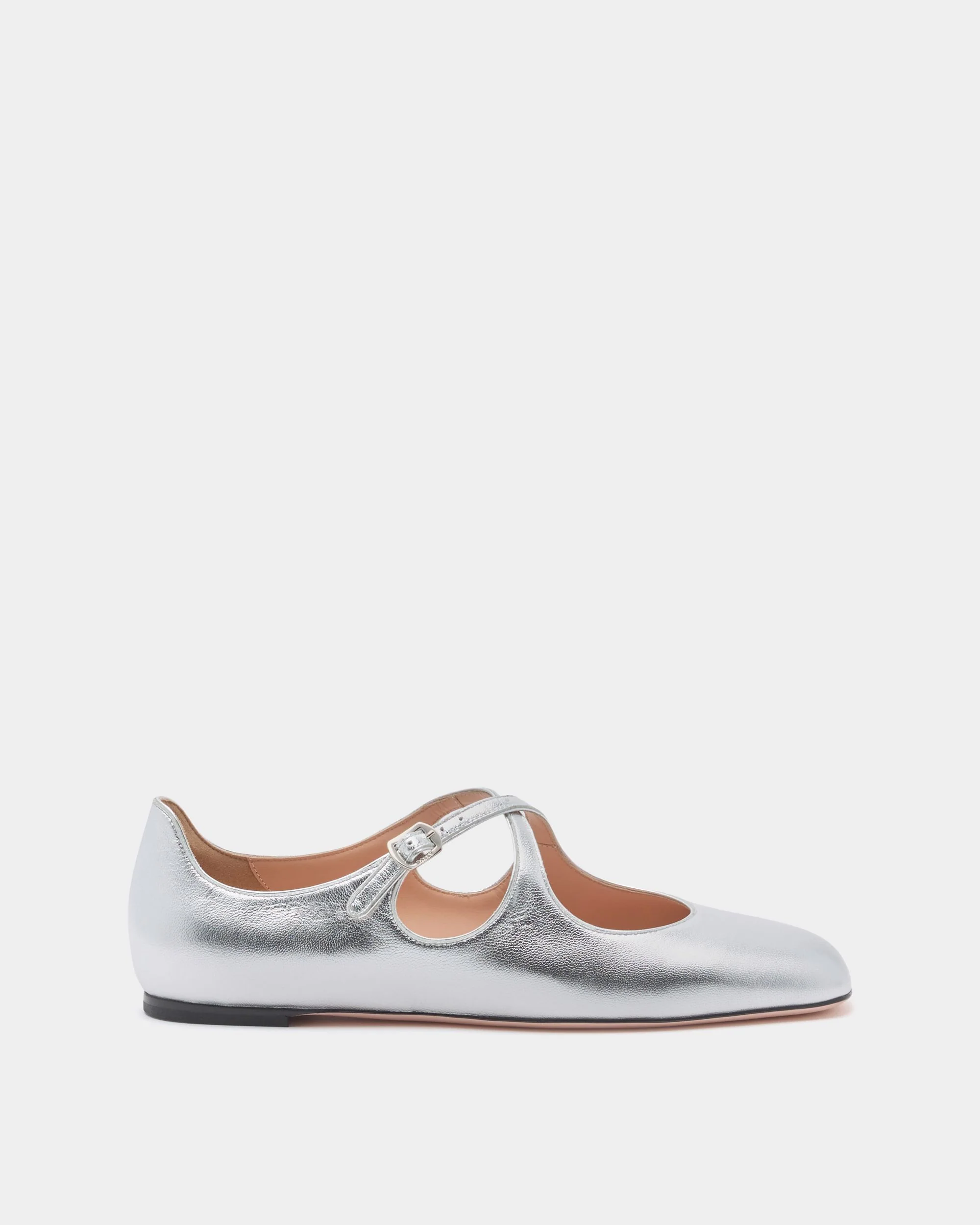 Ballyrina Flat in Silver Leather