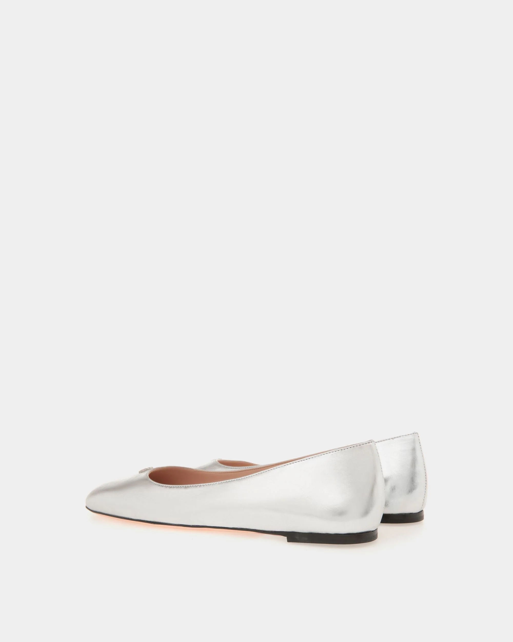 Ballyrina Flat in Silver Metallic Leather - Image 3