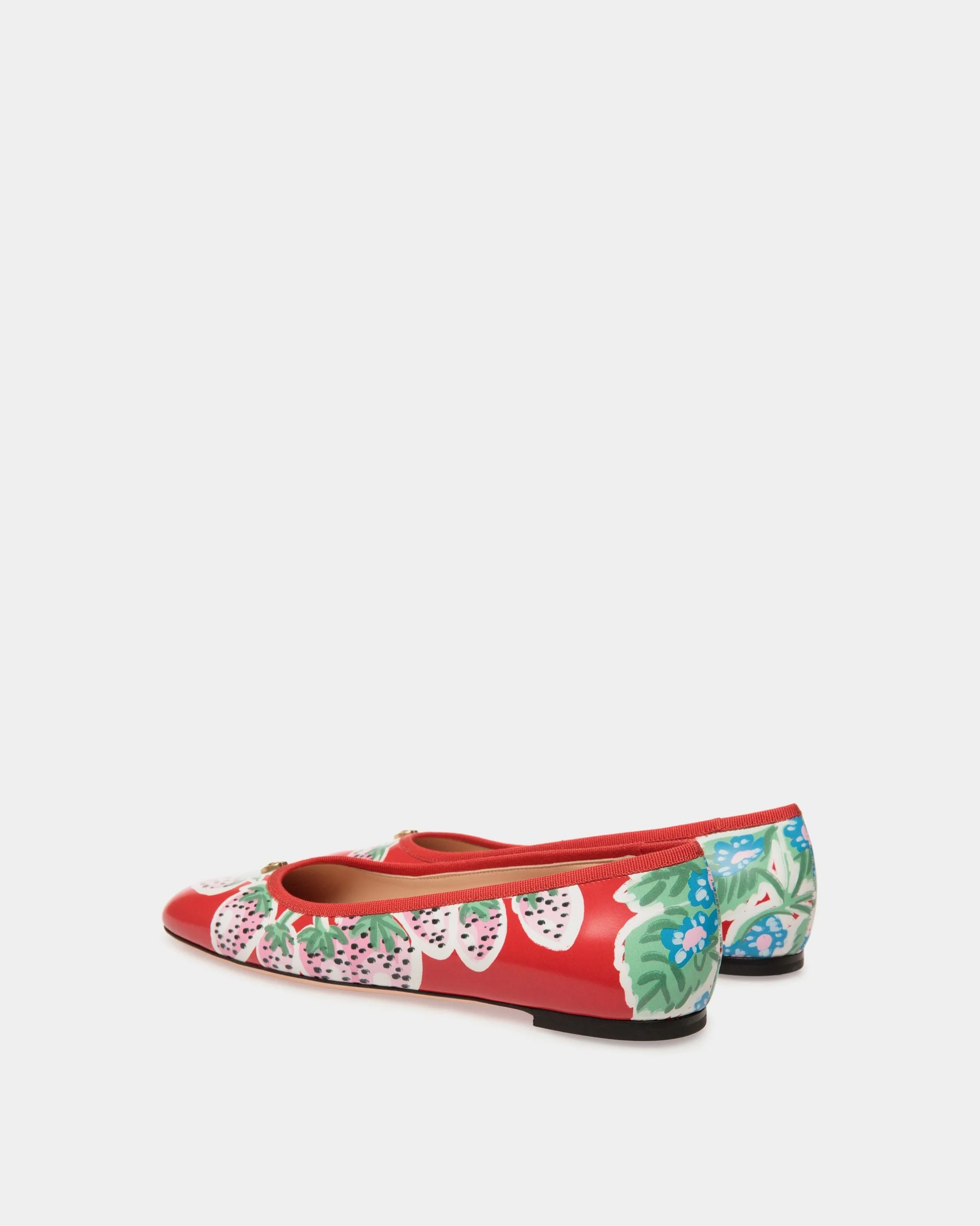 Ballyrina Flat in Strawberry Print Brushed Leather - Image 4