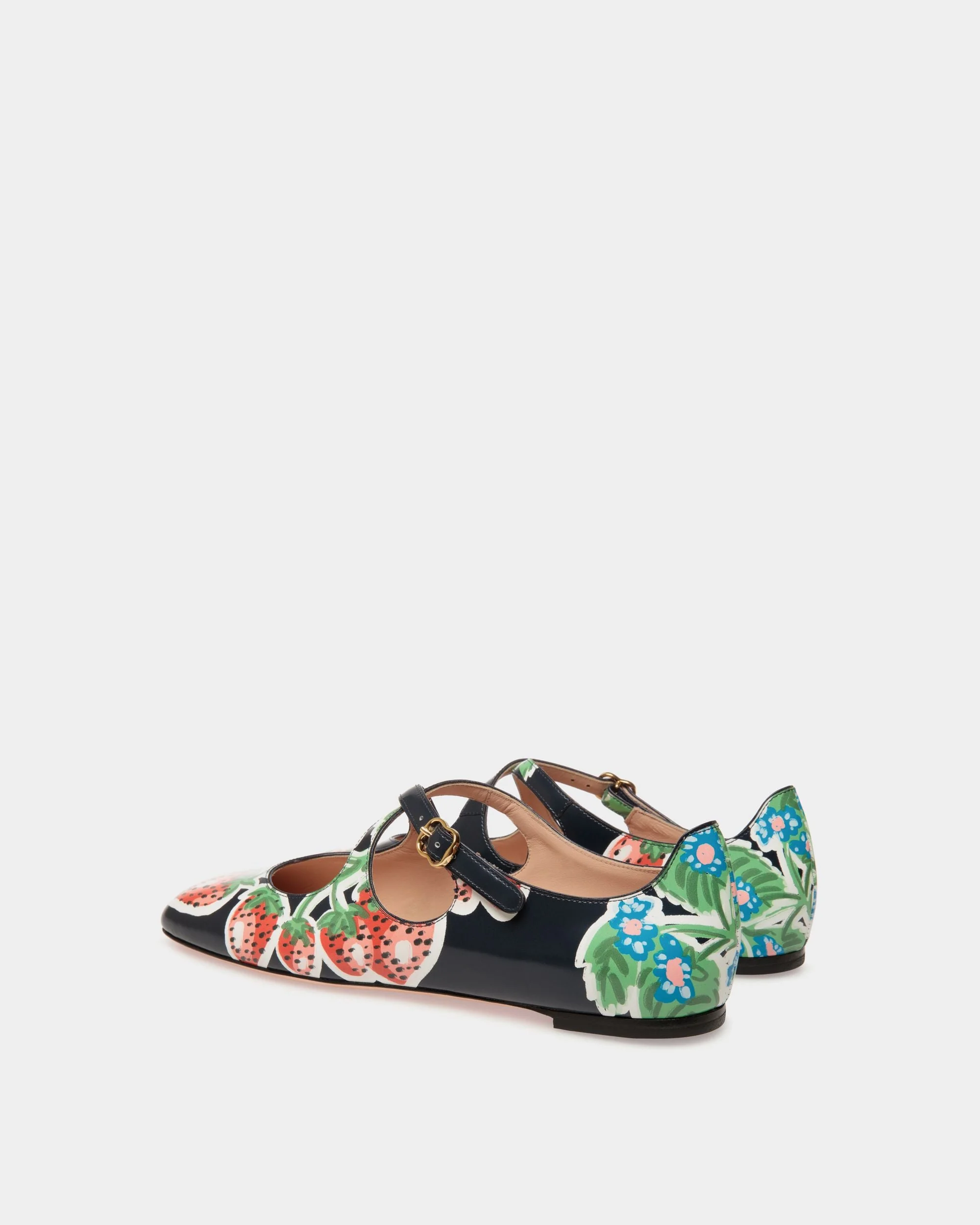 Ballyrina Flat in Strawberry Print Brushed Leather - Image 4