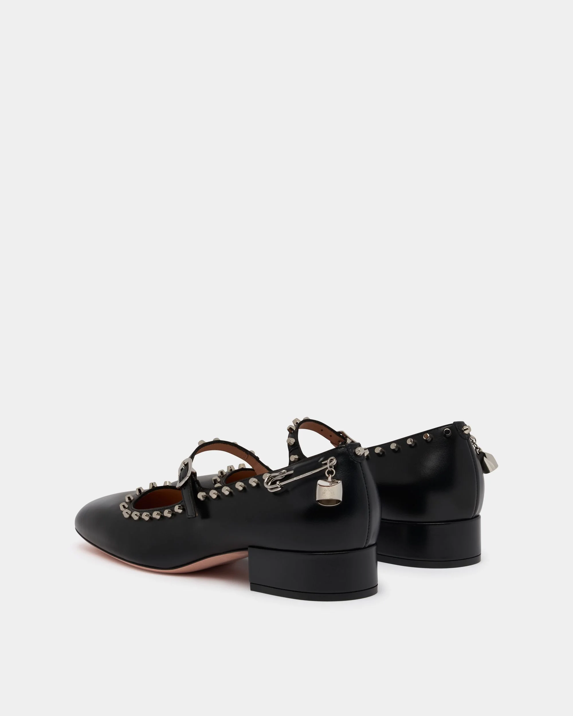 Ballyrina Pump in Black Leather with Studs - Image 3