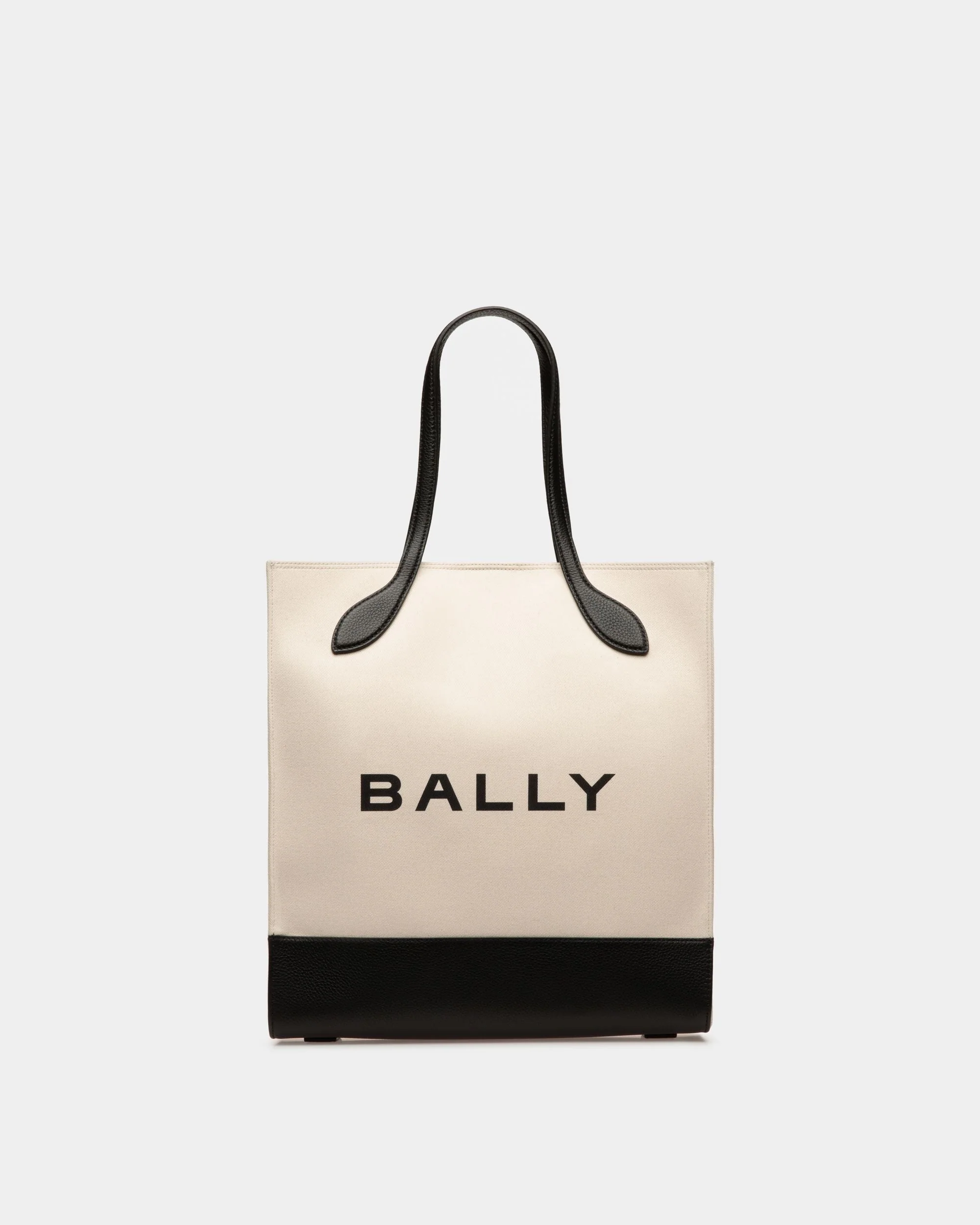 Bar Tote Bag In Natural And Black Fabric