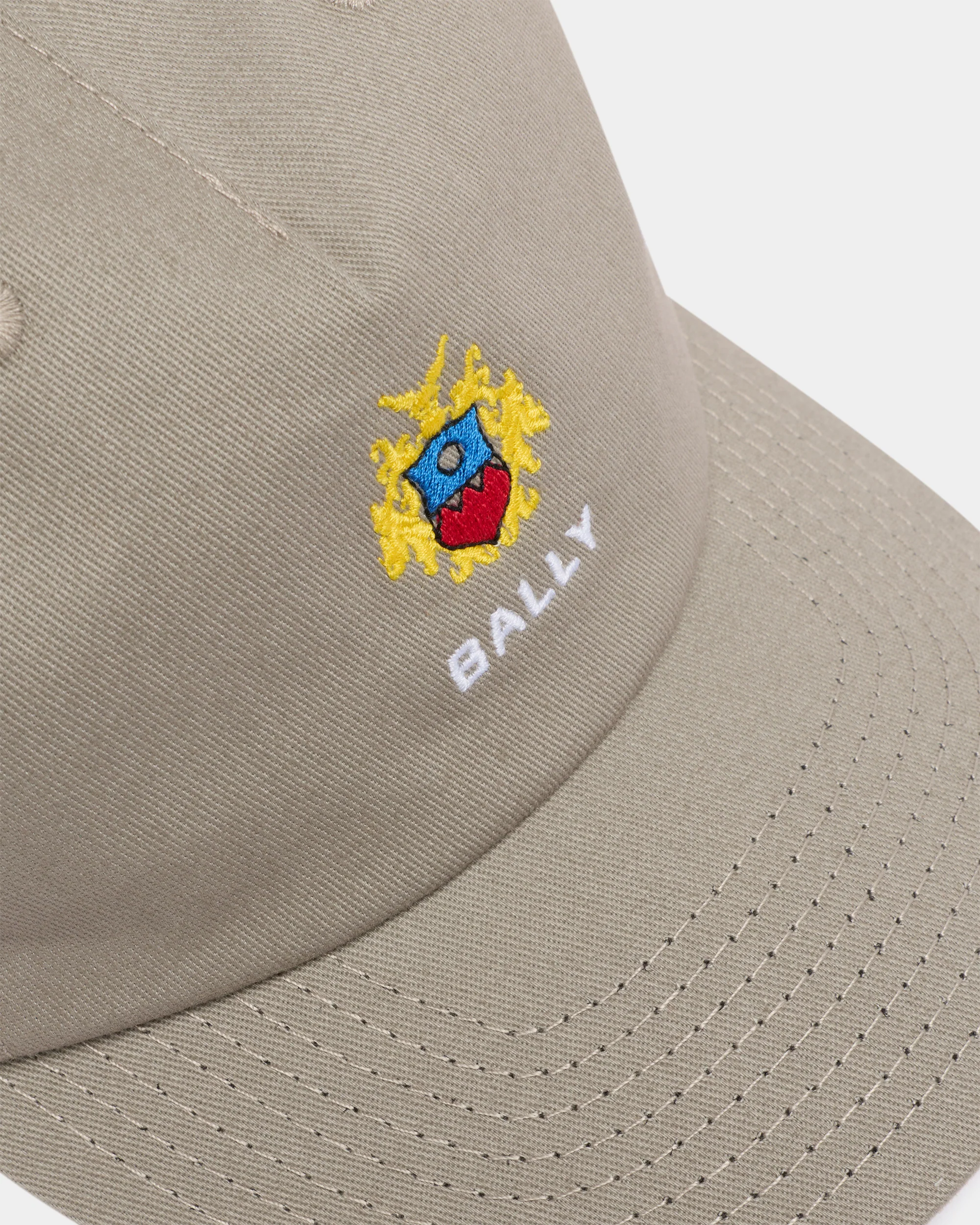 Baseball Hat in Grey Melange Cotton With the Bally Crest - Image 4