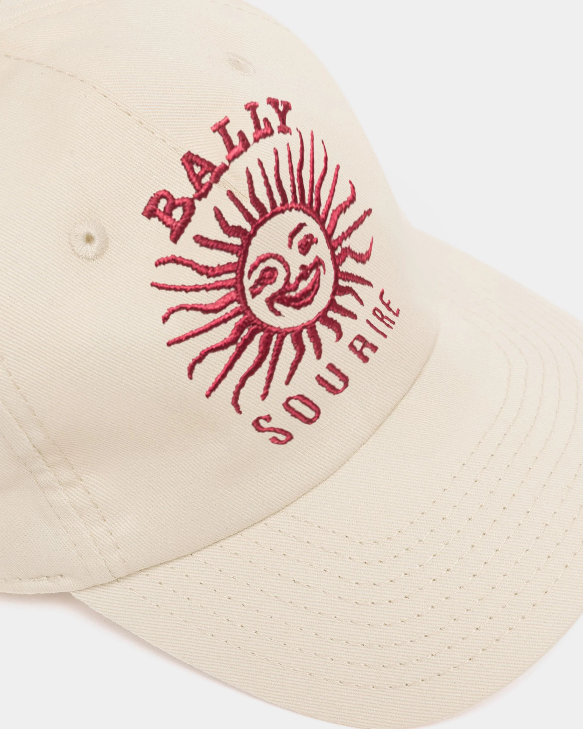 Baseball Hat in Ivory Cotton With the Bally Sourire - Image 4