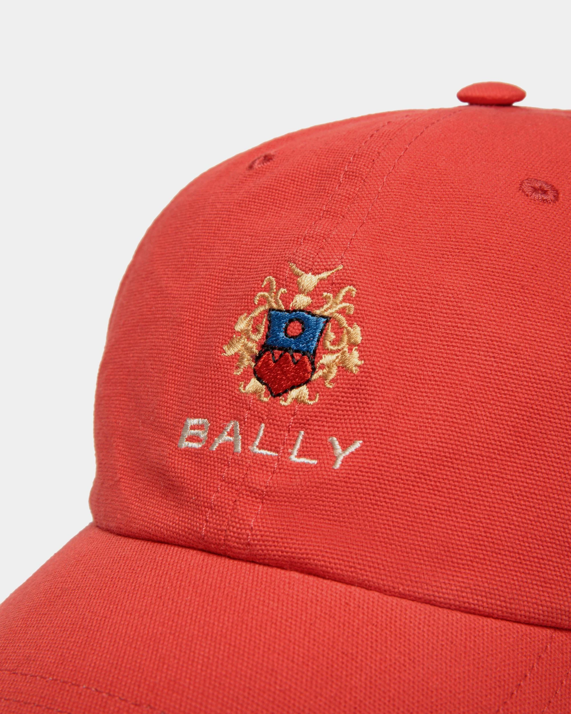 Baseball Hat With a Bally Crest Logo In Candy Red Cotton - Image 3