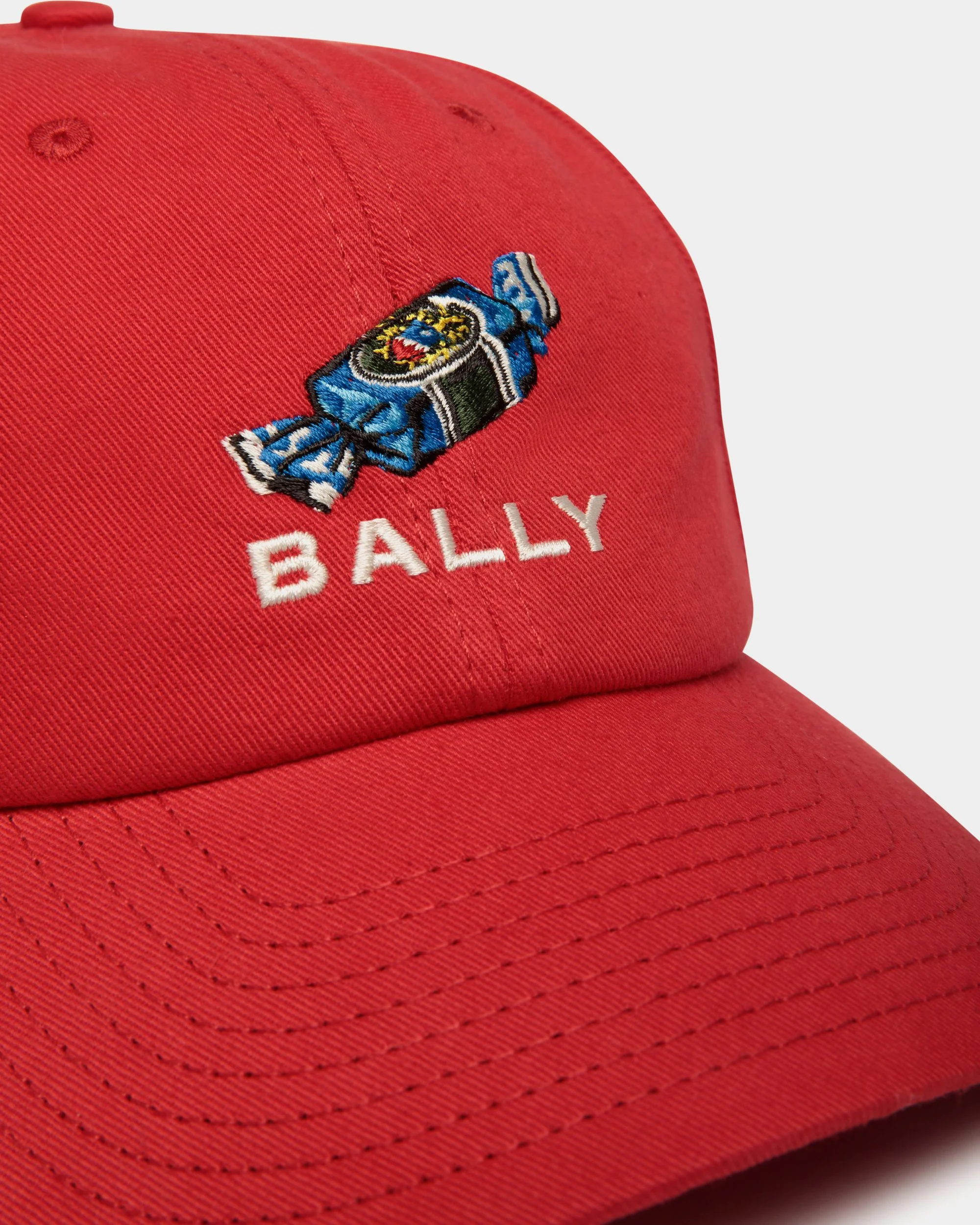 Baseball Hat With Choco-Candy Detail In Red Cotton - Image 4