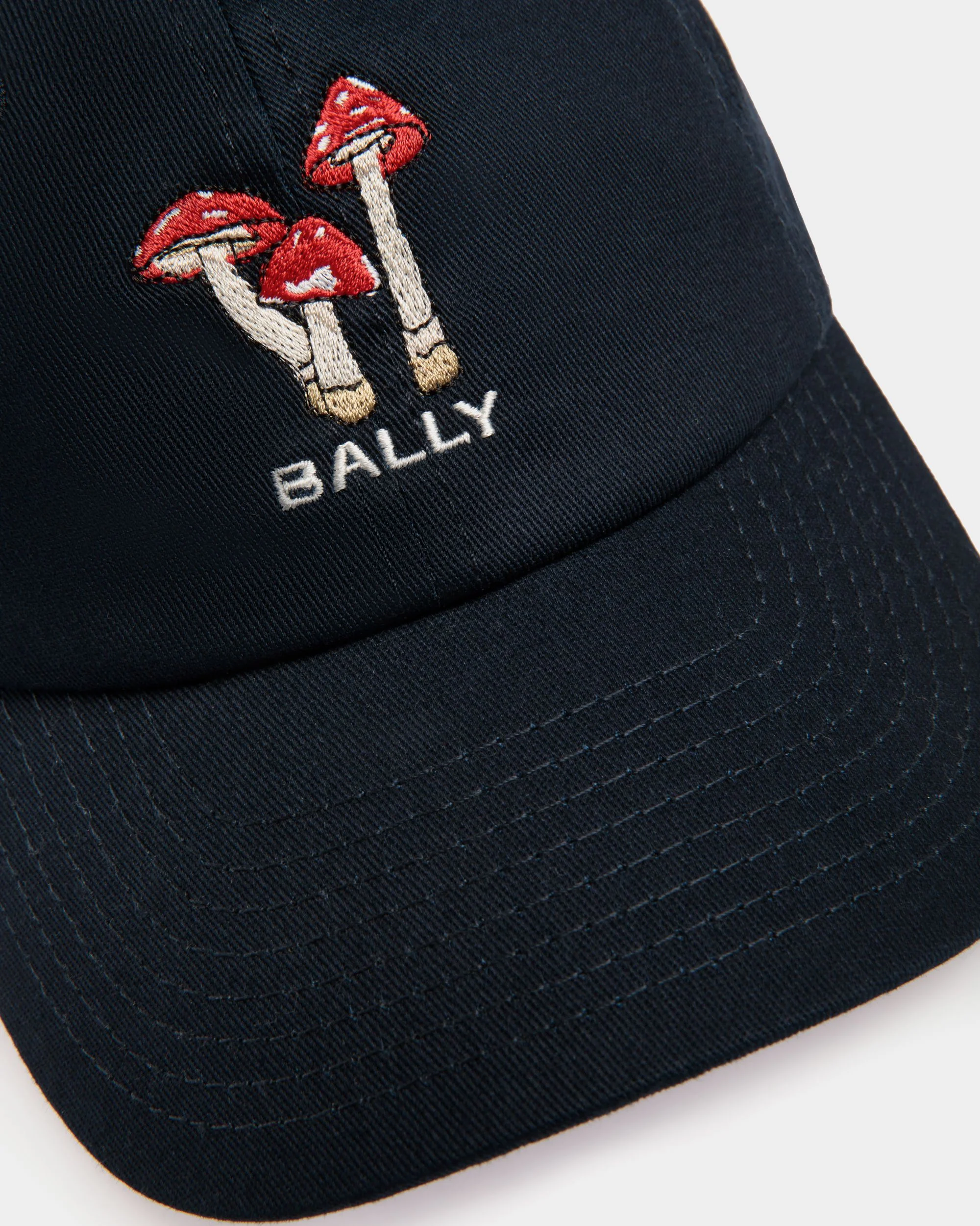 Baseball Hat With Enchanting Mushrooms in Navy Blue Cotton - Image 4