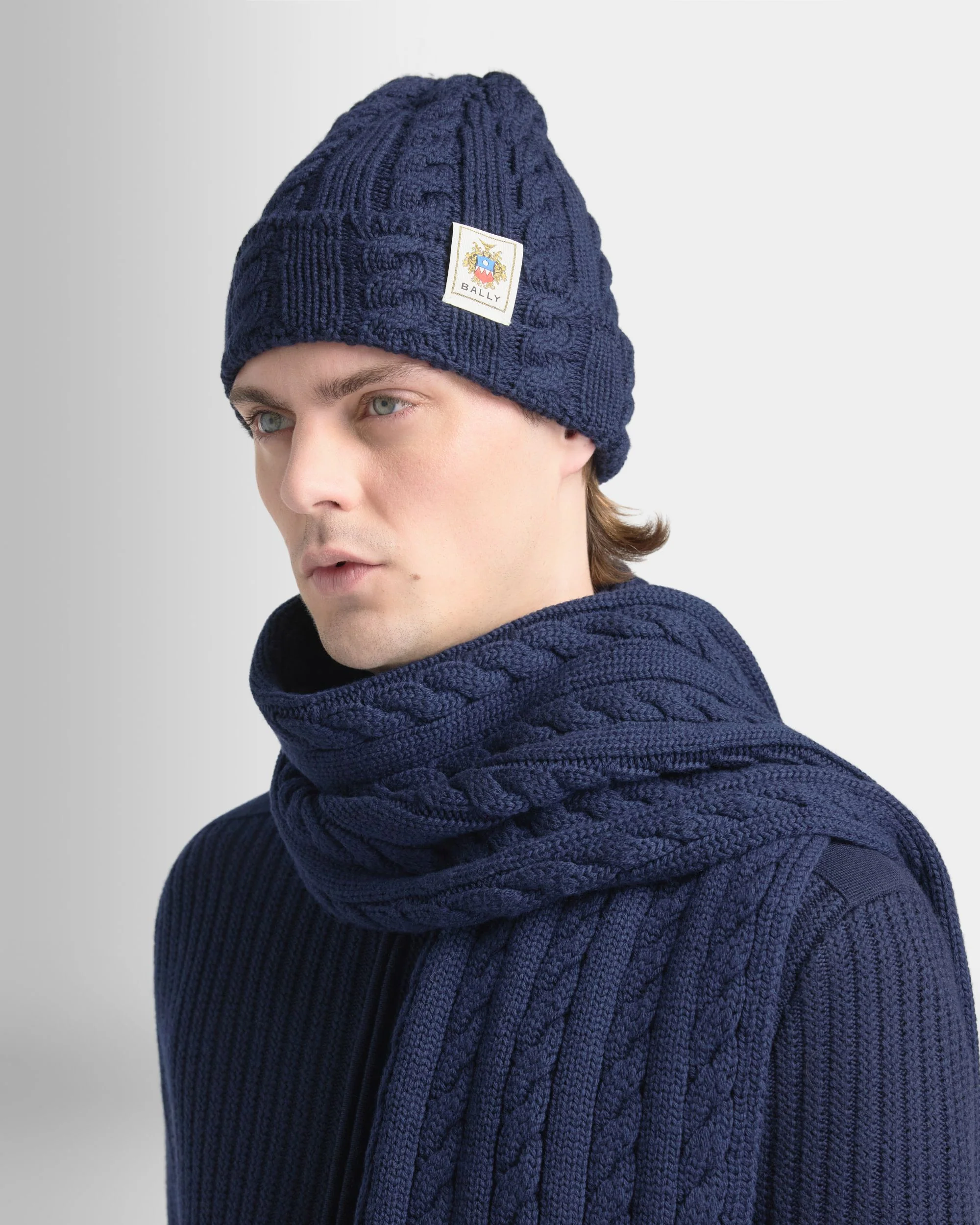 Beanie in Navy Blue Wool - Image 2