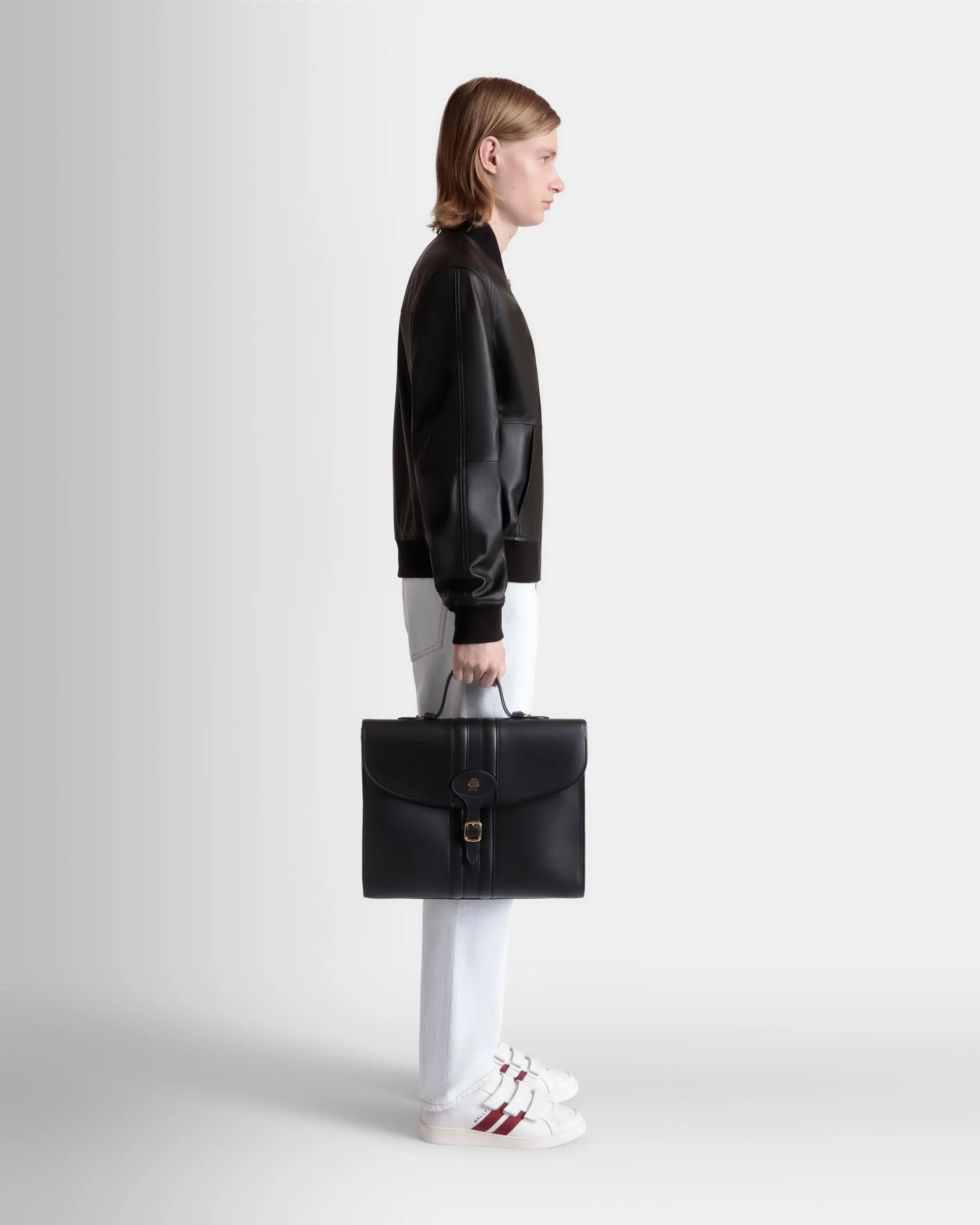 Beckett Briefcase in Black Leather - Image 2