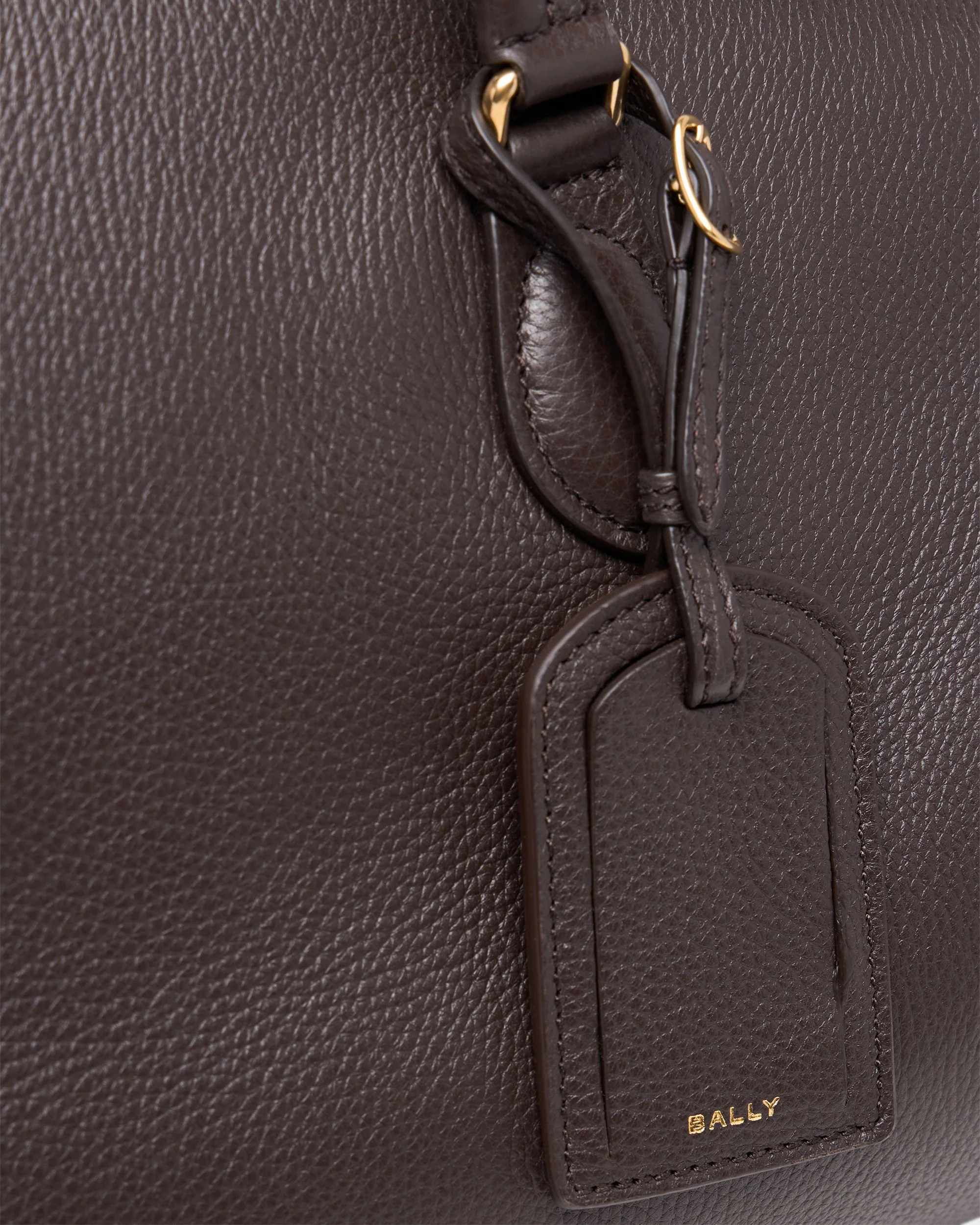 Beckett Duffle Bag in Ebano Grained Leather - Image 6
