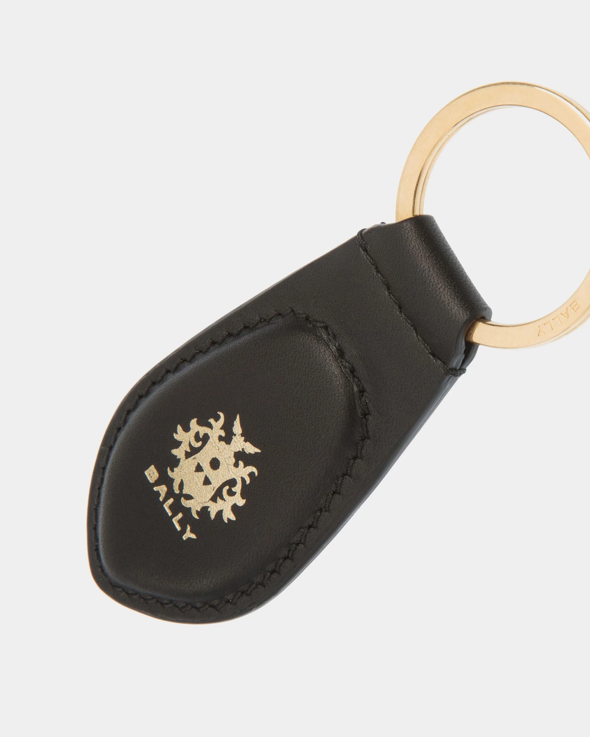 Beckett Keyring In Black Leather - Image 3