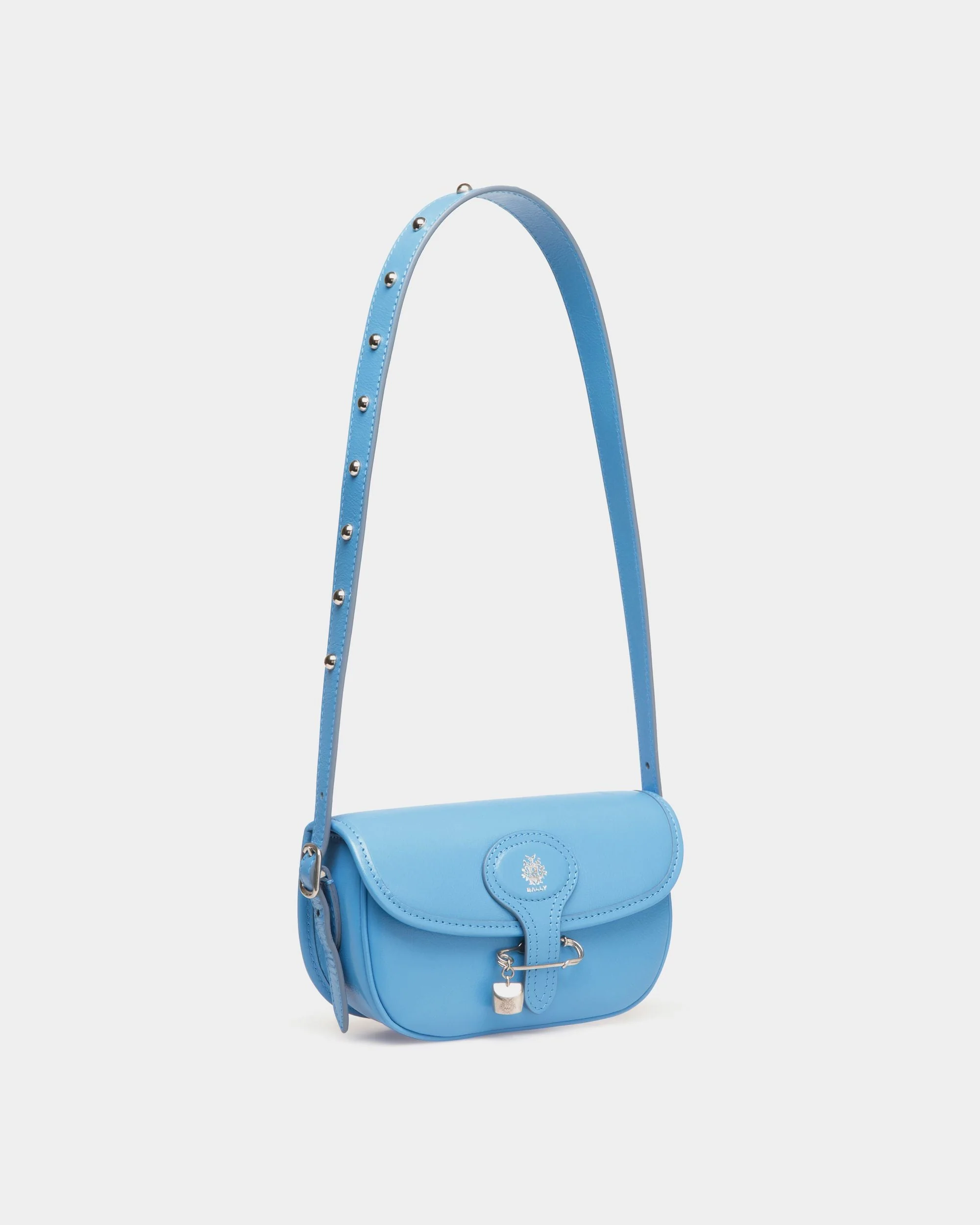 Beckett Minibag in Blue Leather With a Bally Pin - Image 4
