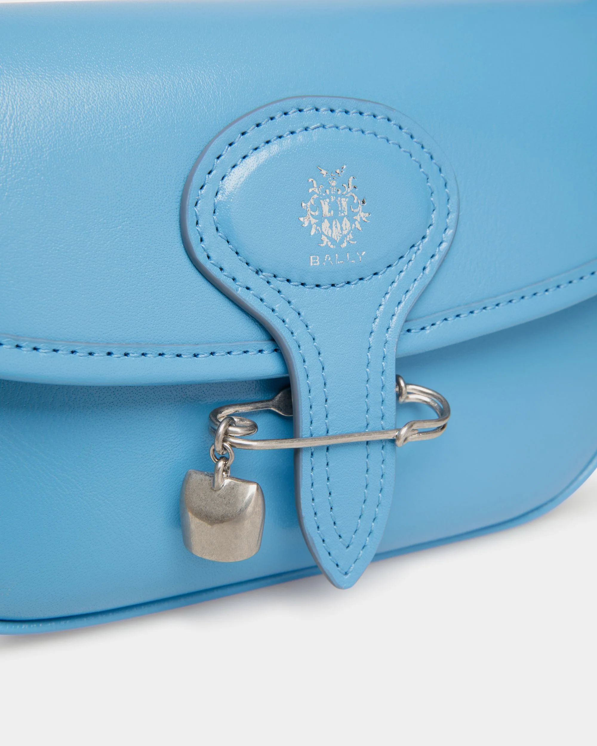 Beckett Minibag in Blue Leather With a Bally Pin - Image 6