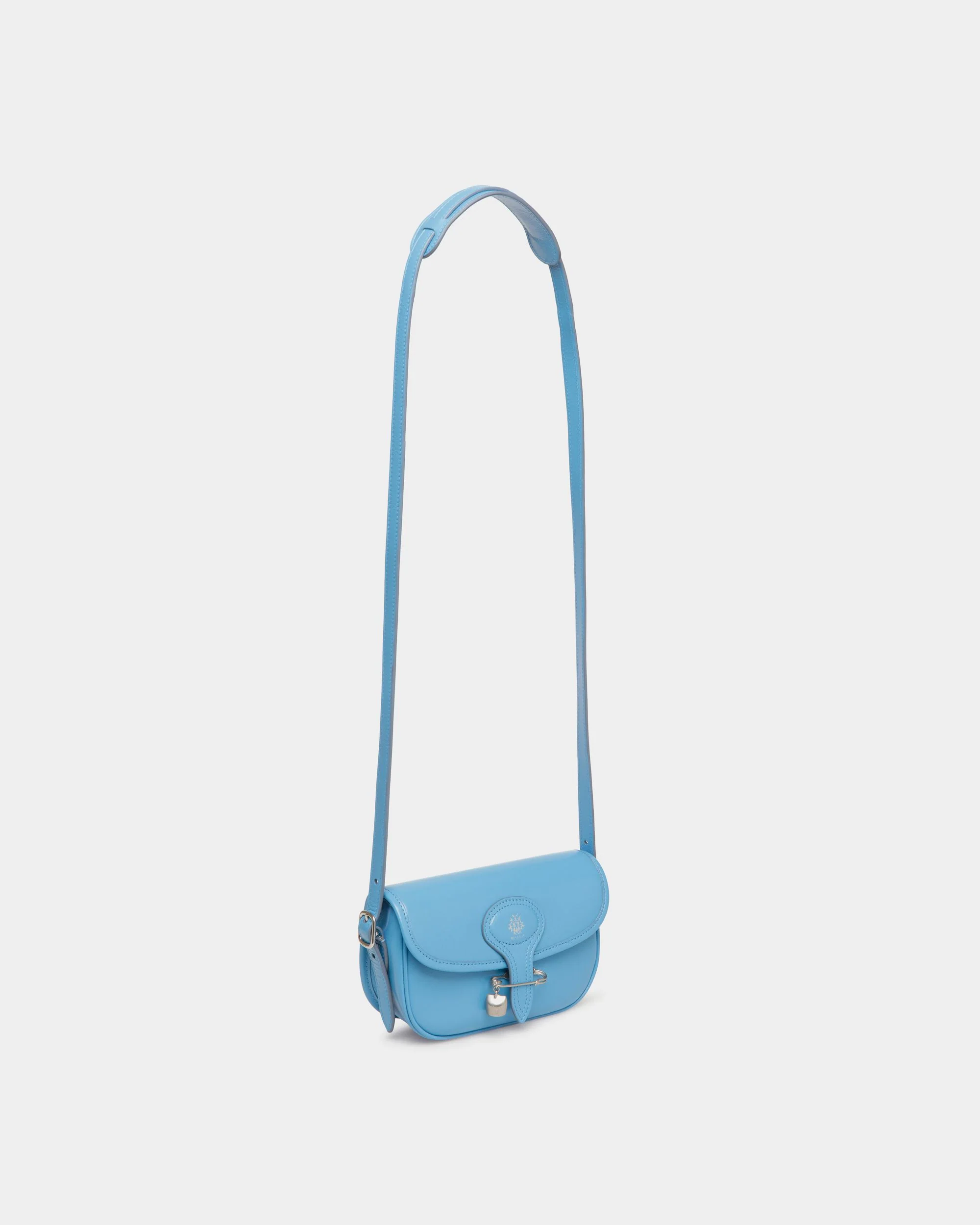 Beckett Minibag in Blue Leather With a Bally Pin - Image 7