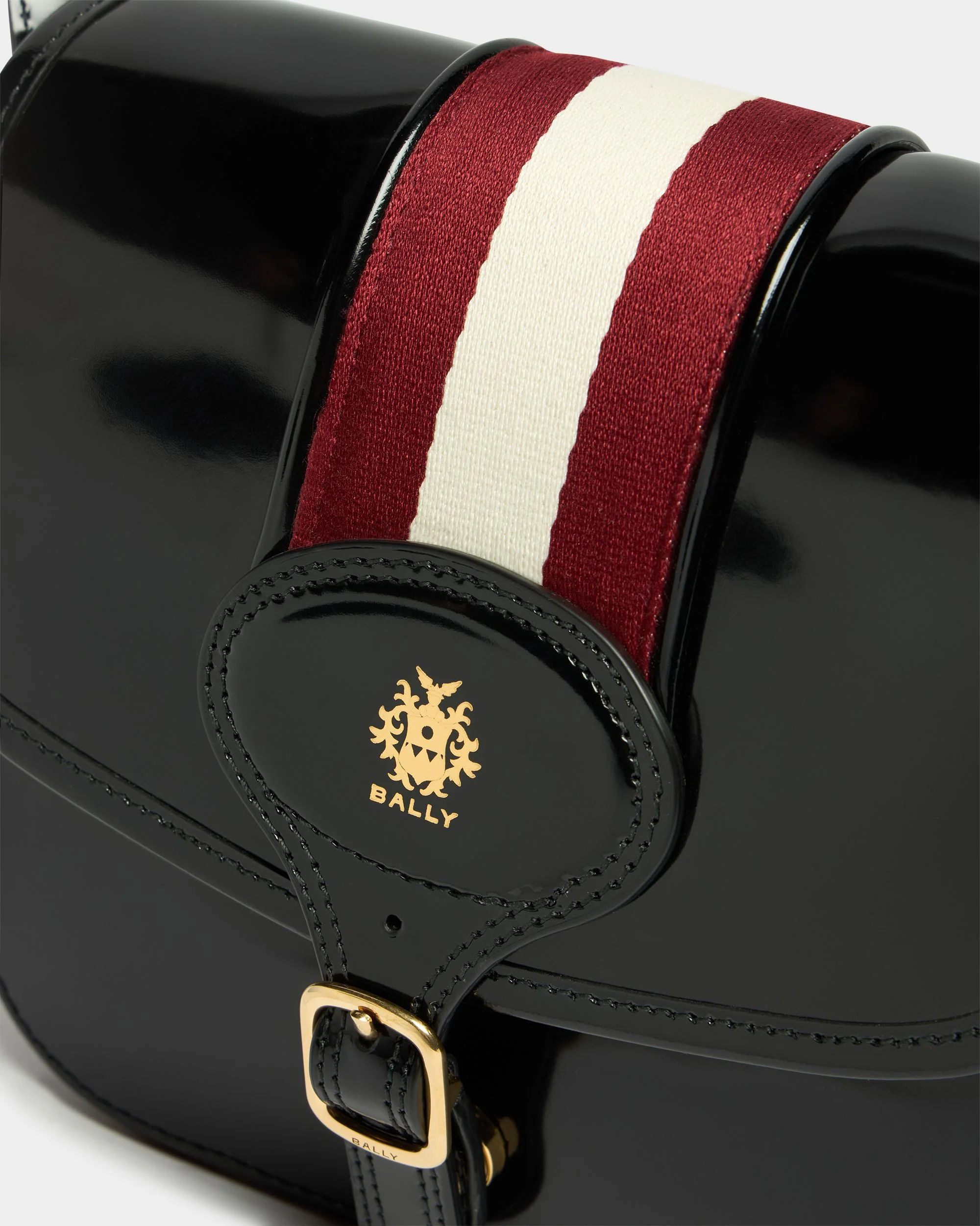 Beckett Small Crossbody Bag in Black Brushed Leather With a Bally Ribbon - Image 5