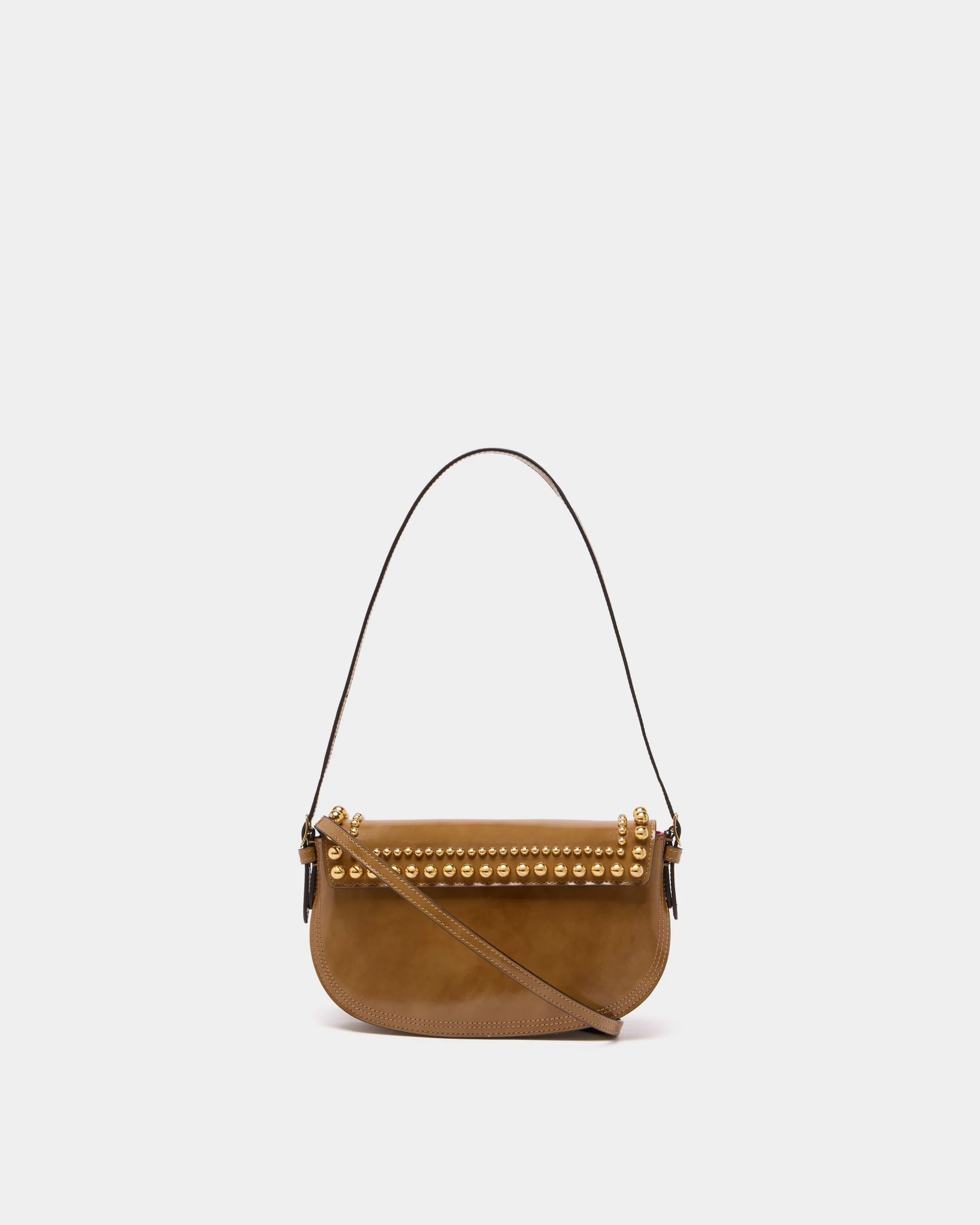 Beckett Small Shoulder Bag in Beige Brushed Leather With Studs - Image 3