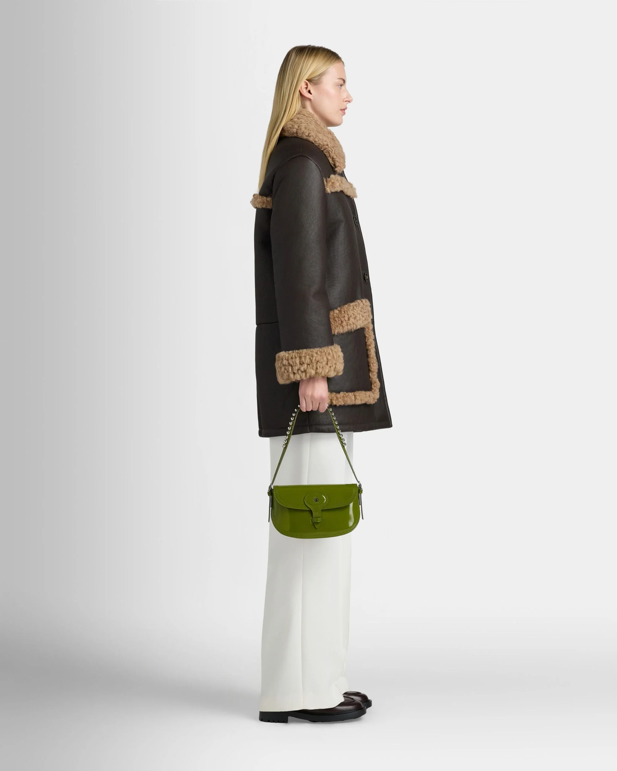 Beckett Small Shoulder Bag in Matcha Green Brushed Leather - Image 2