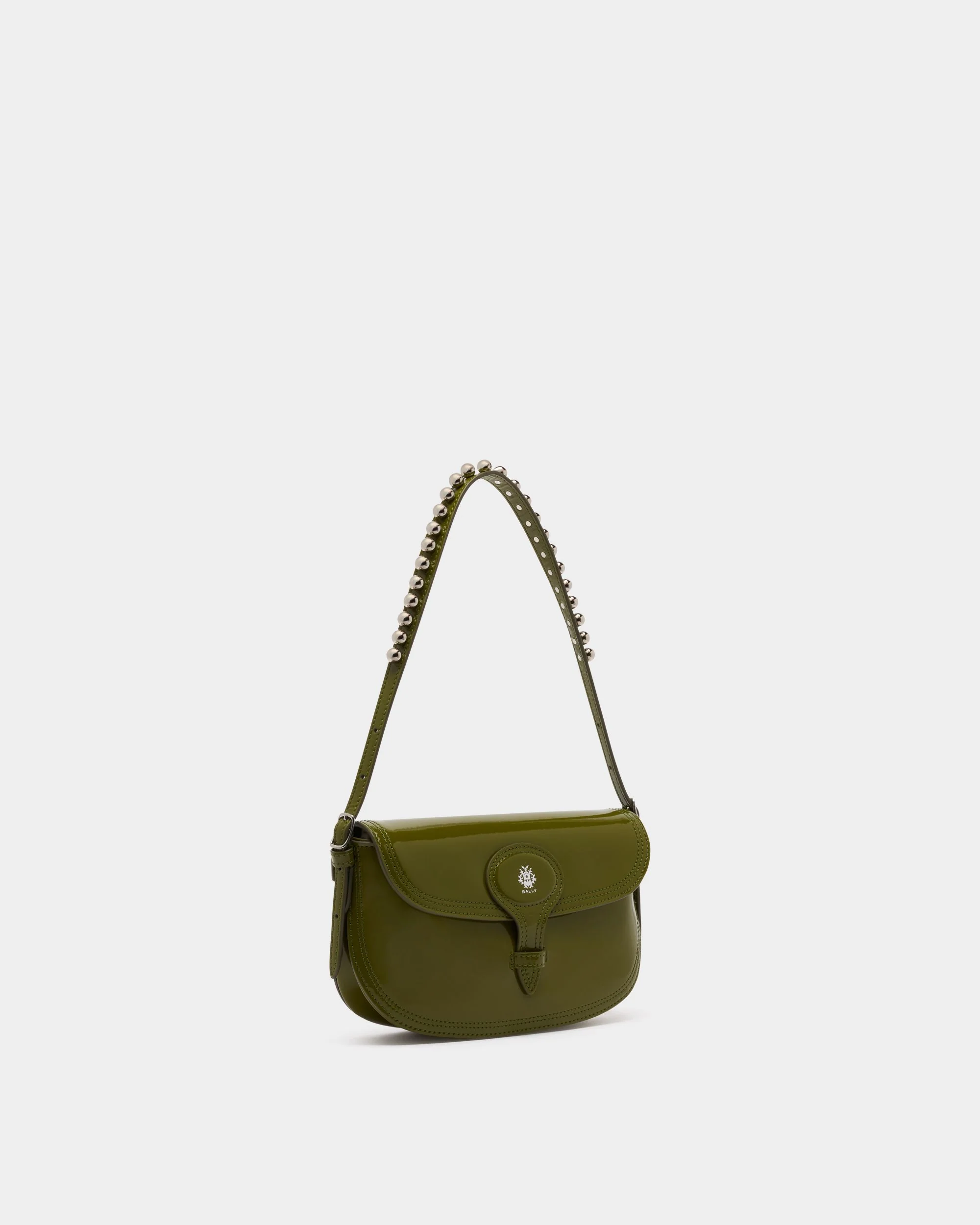 Beckett Small Shoulder Bag in Matcha Green Brushed Leather - Image 4