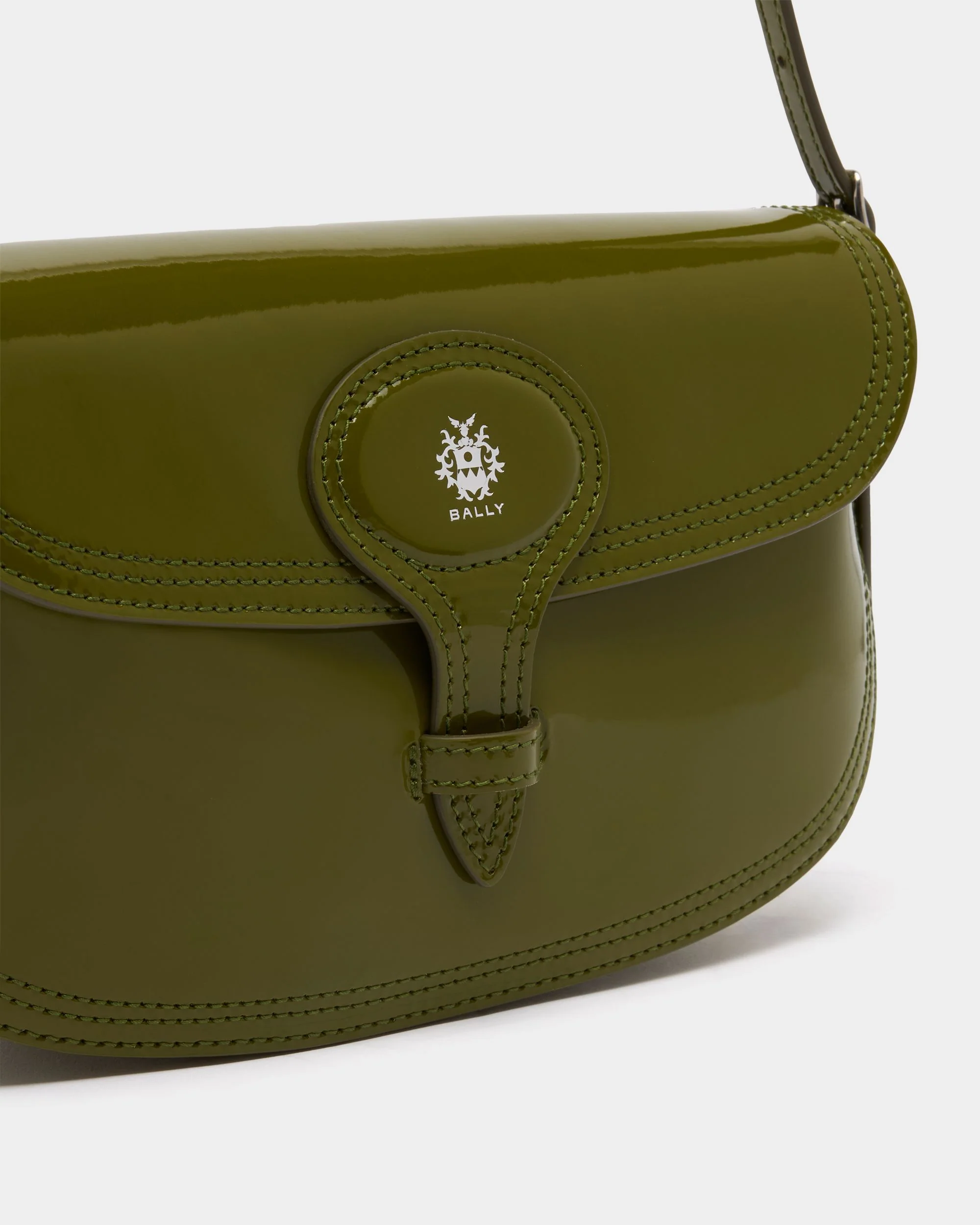 Beckett Small Shoulder Bag in Matcha Green Brushed Leather - Image 6