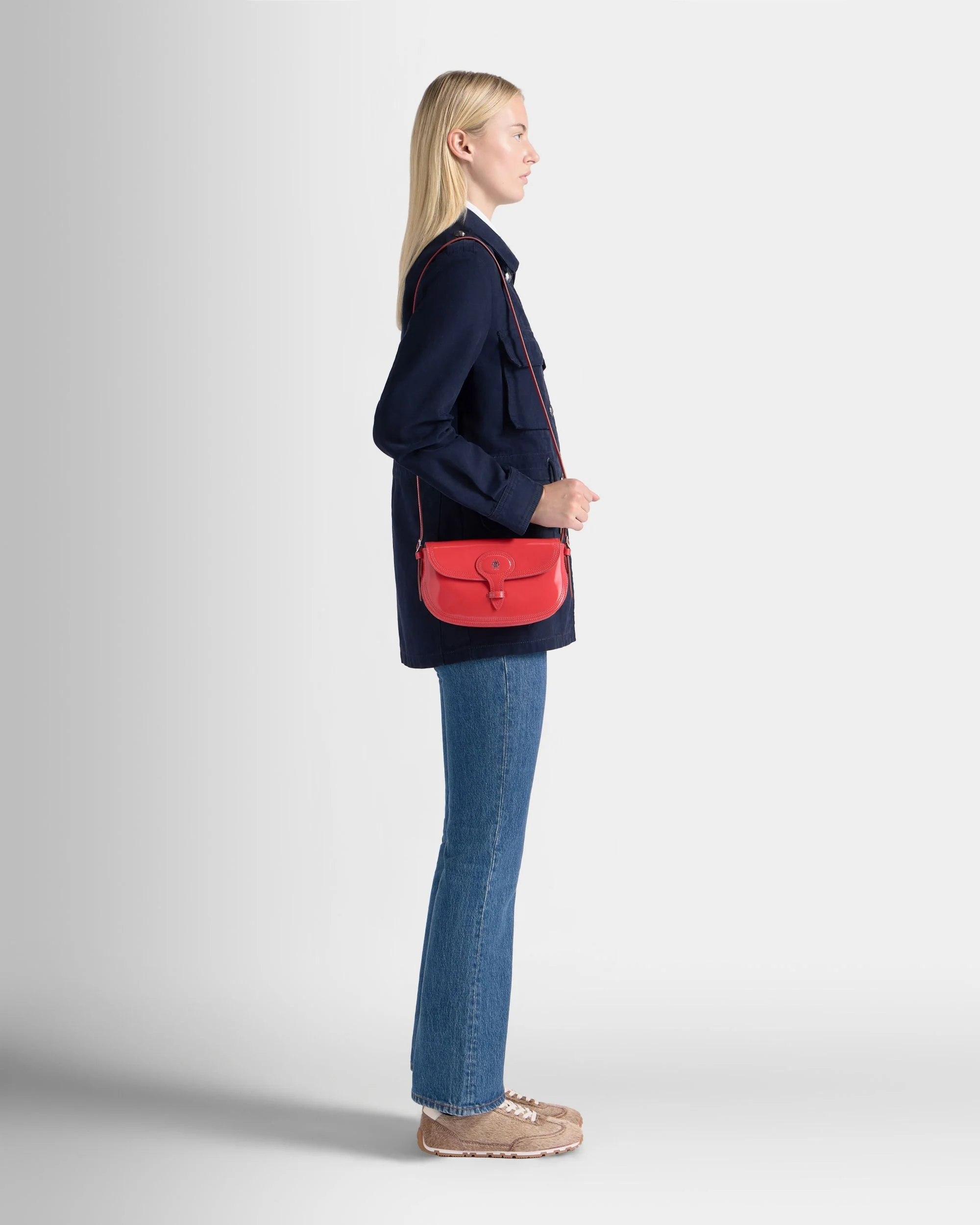 Beckett Small Shoulder Bag in Red Brushed Leather - Image 2
