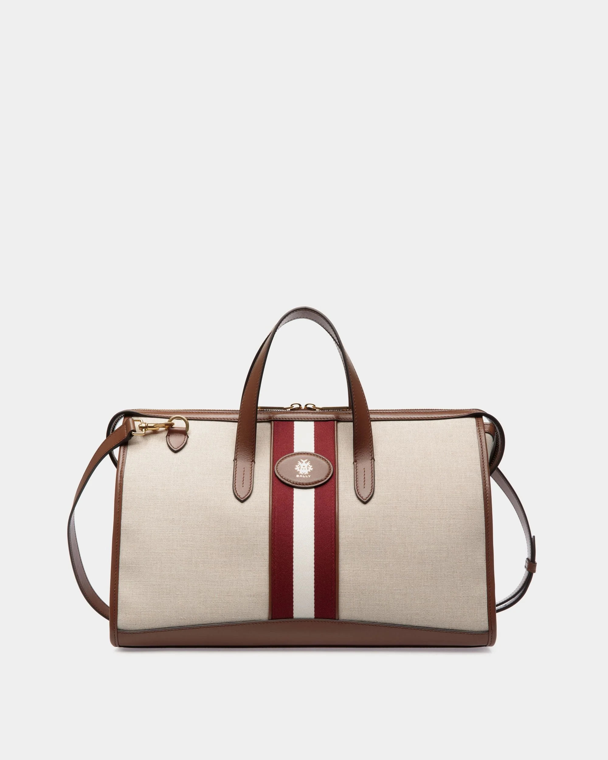Beckett Tote Bag in Natural Canvas and Brown Leather