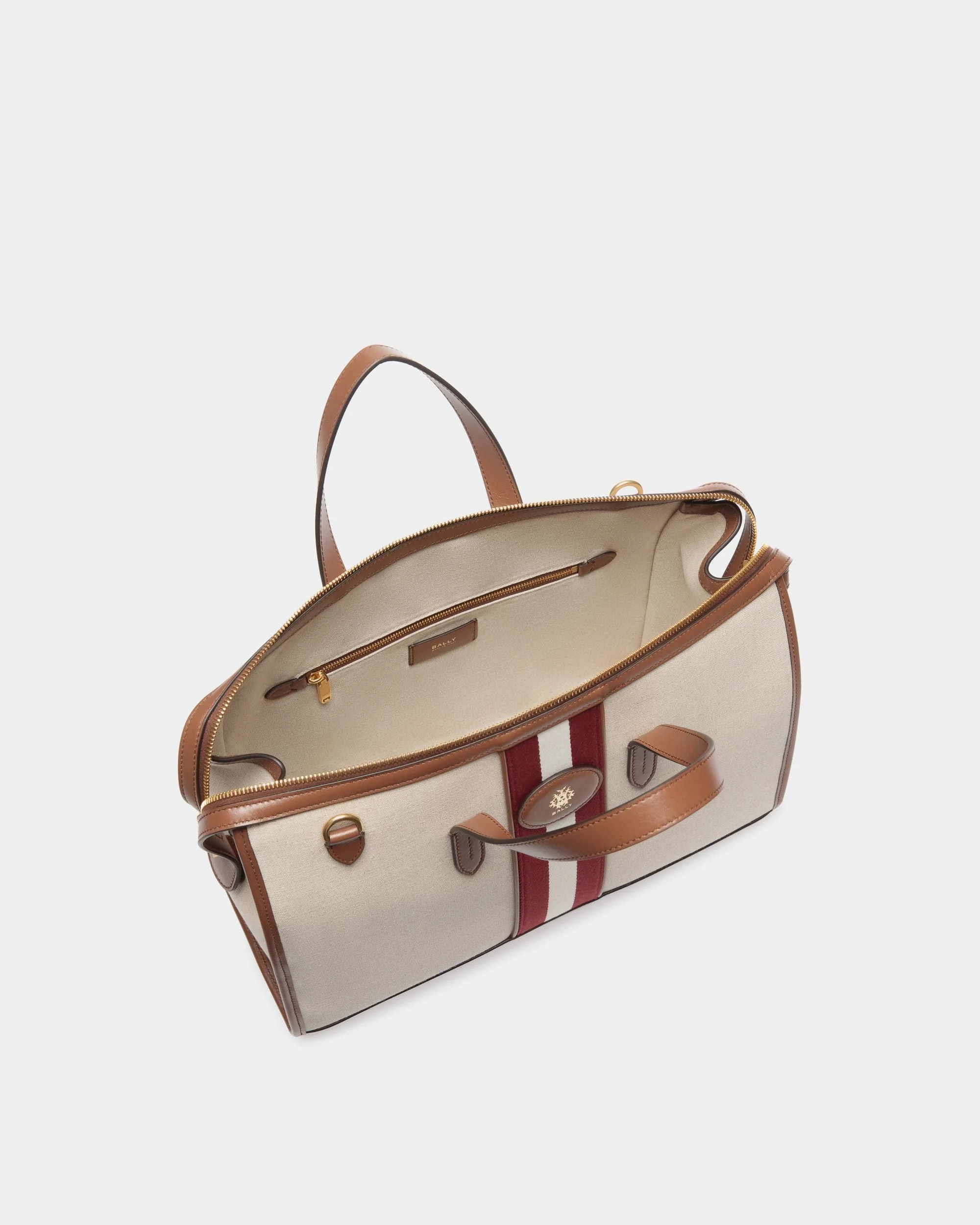 Beckett Tote Bag in Natural Canvas and Brown Leather - Image 4