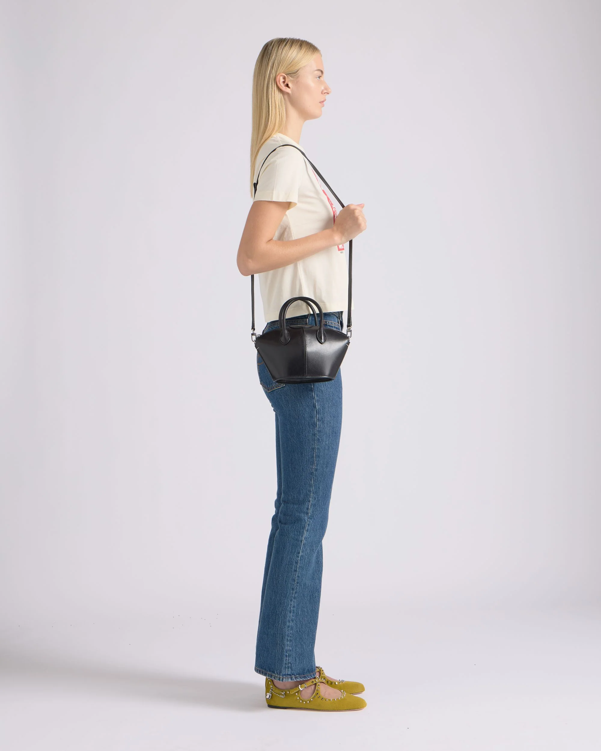 Belle Mini Bag in Black Leather - Image 2