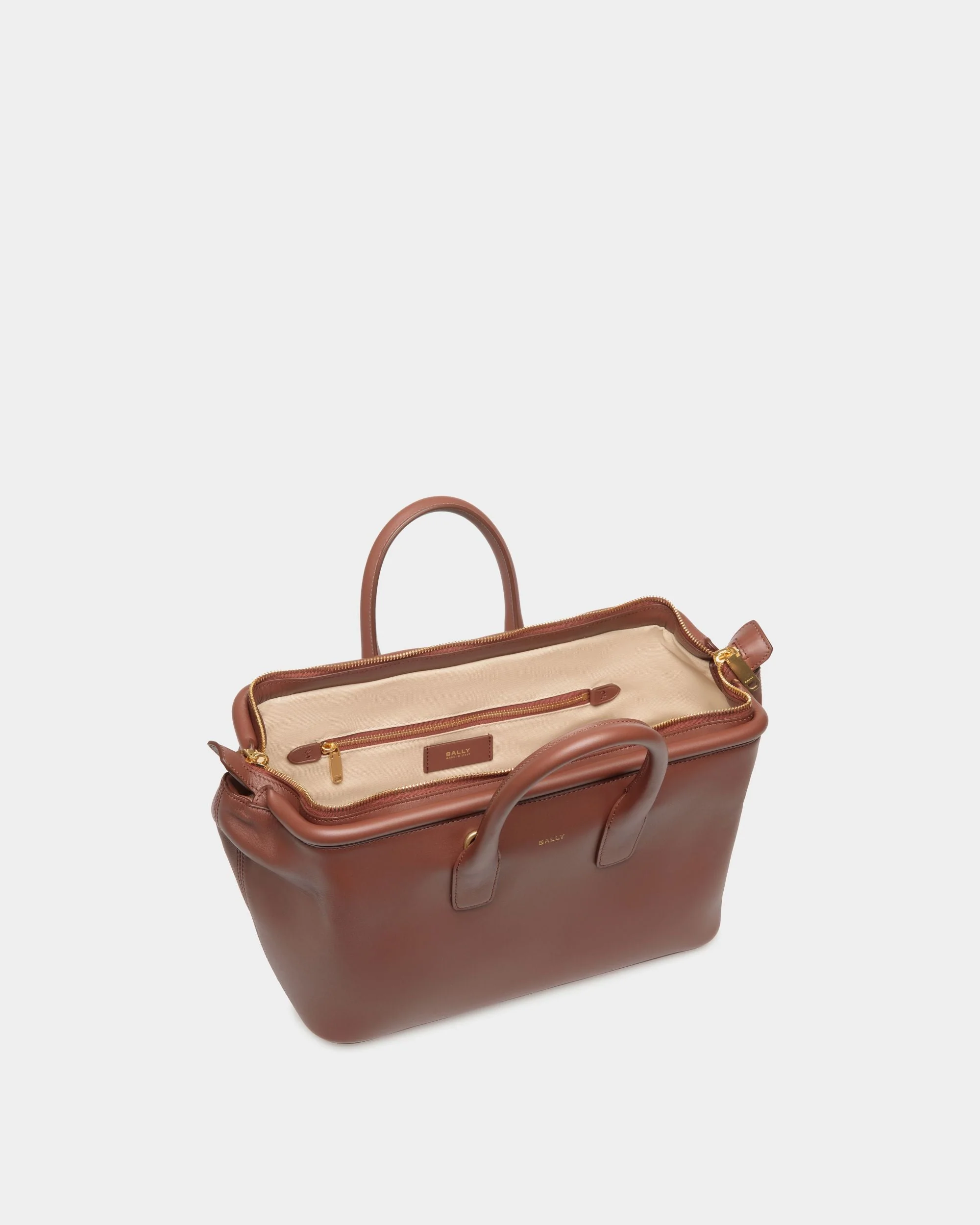 Belle Small Top Handle Bag In Brown Leather - Image 5