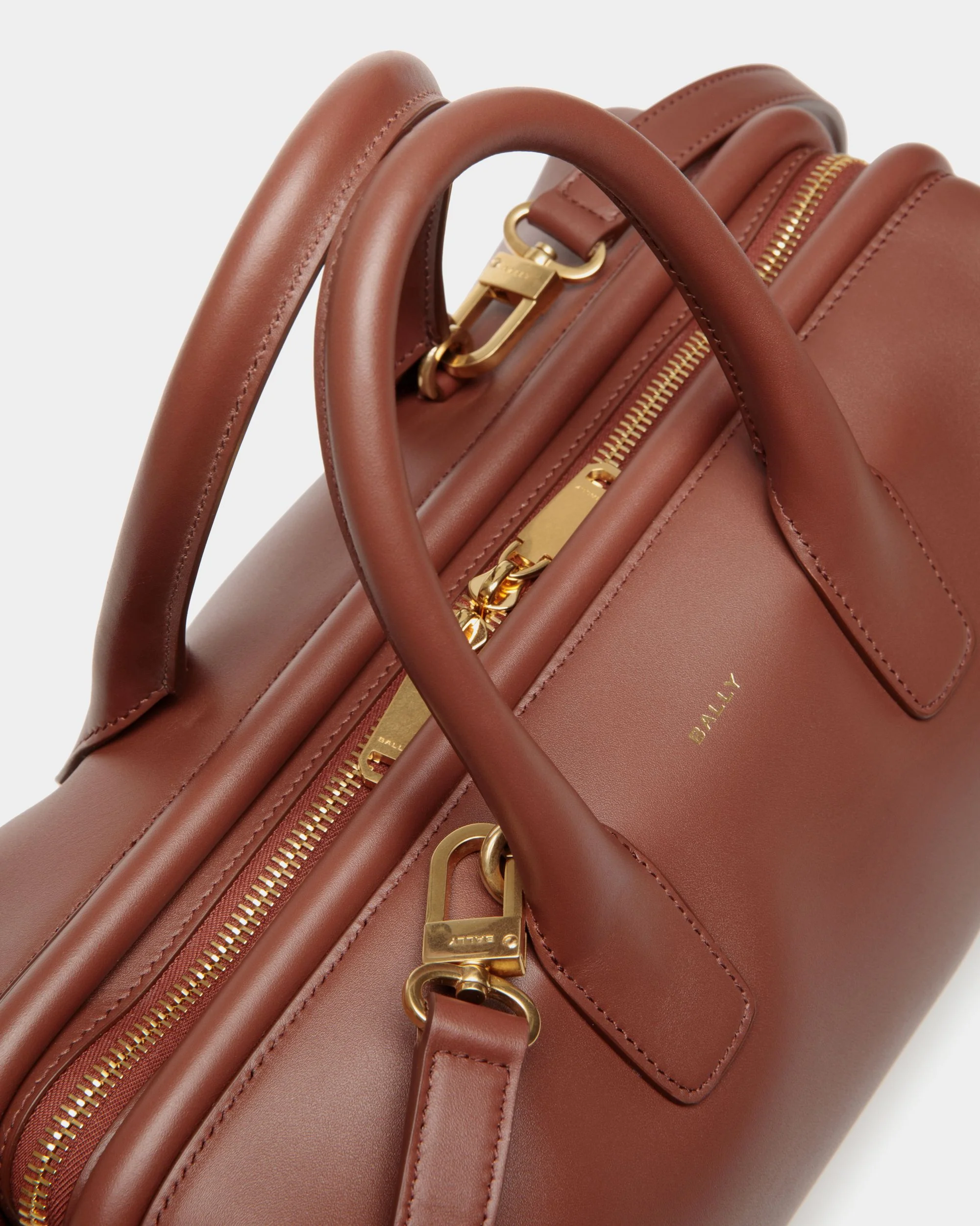 Belle Small Top Handle Bag In Brown Leather - Image 6
