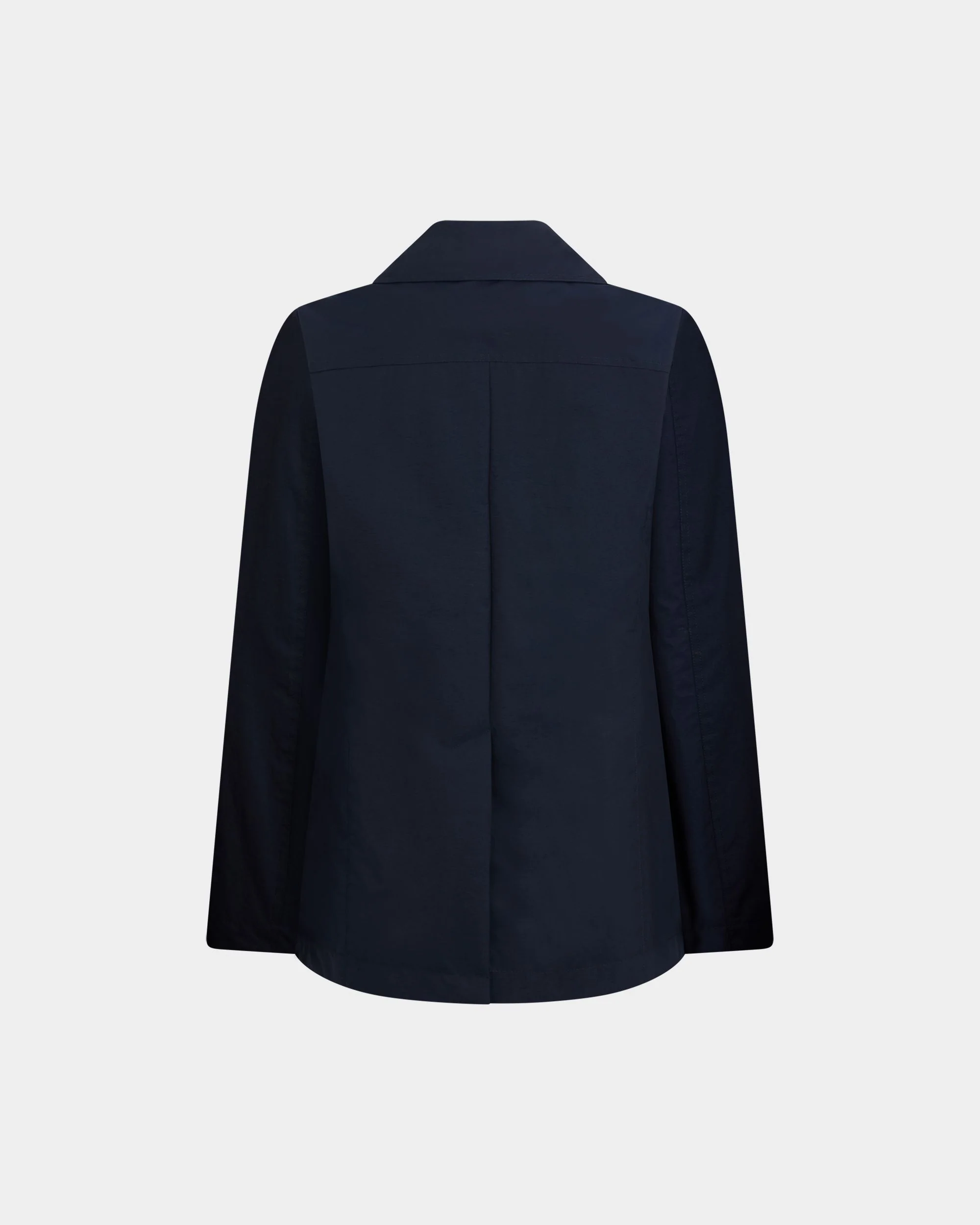 Belted Jacket in Navy Blue Nylon - Image 7