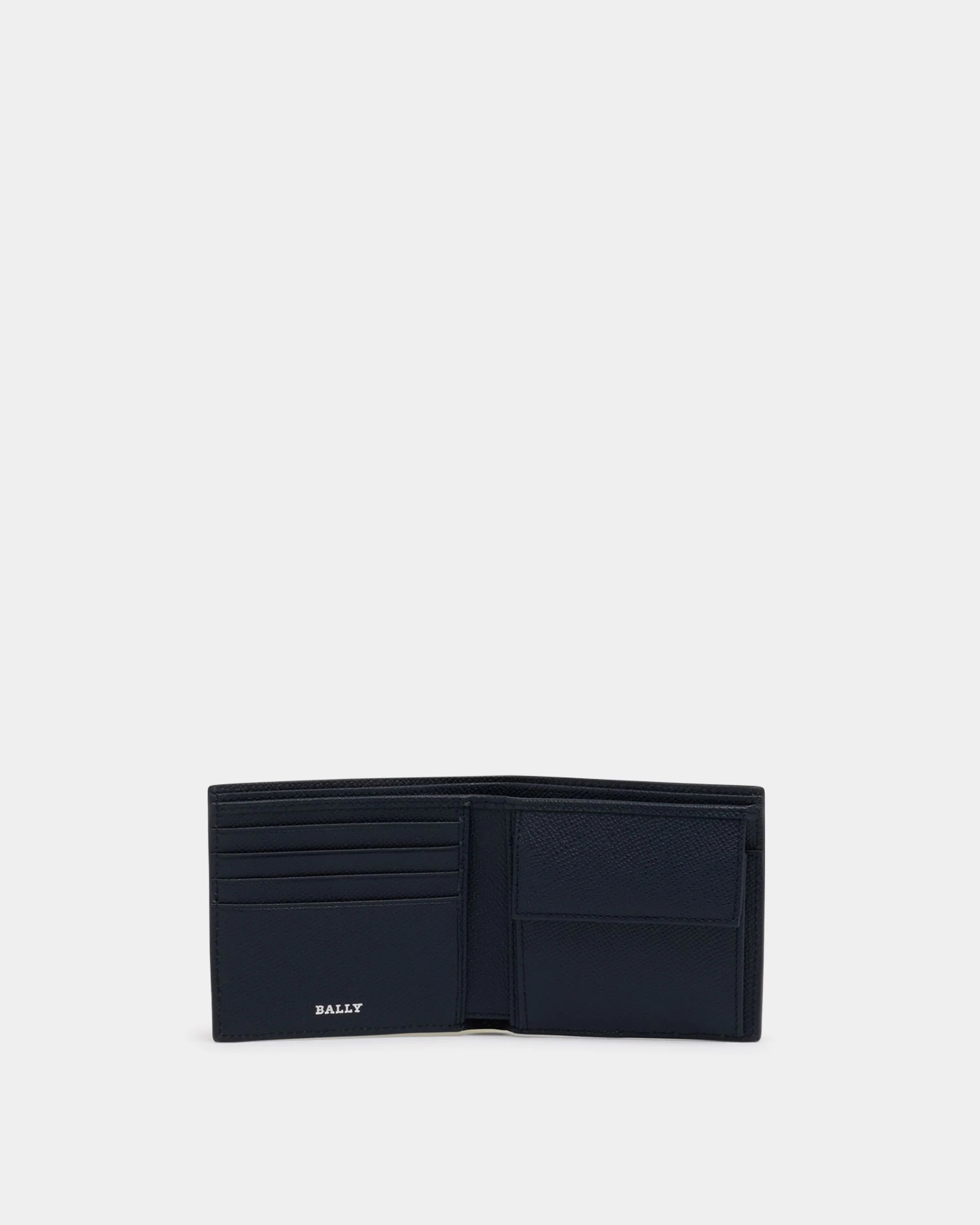 Bifold Wallet in Navy Blue Embossed Leather - Image 3
