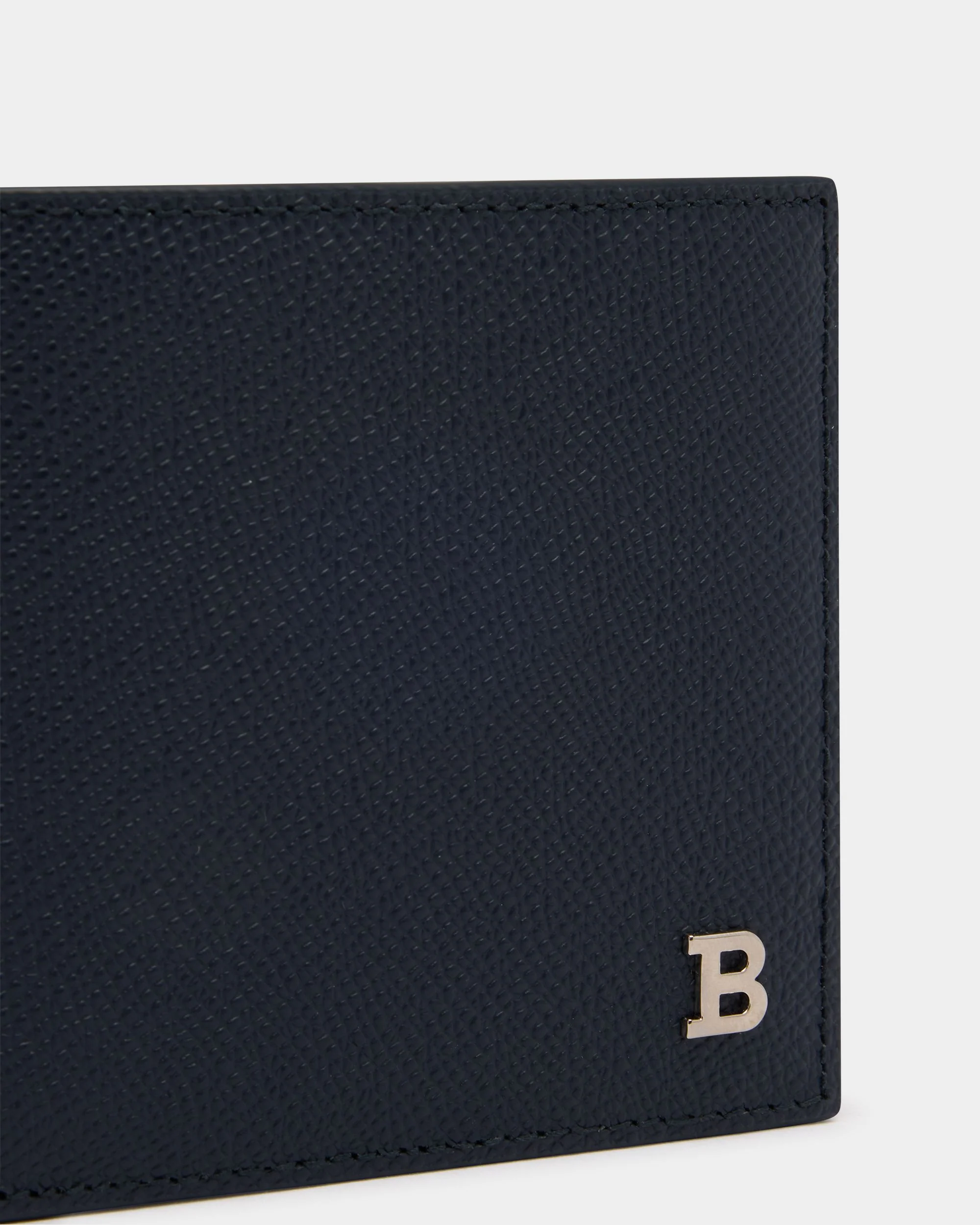 Bifold Wallet in Navy Blue Embossed Leather - Image 4