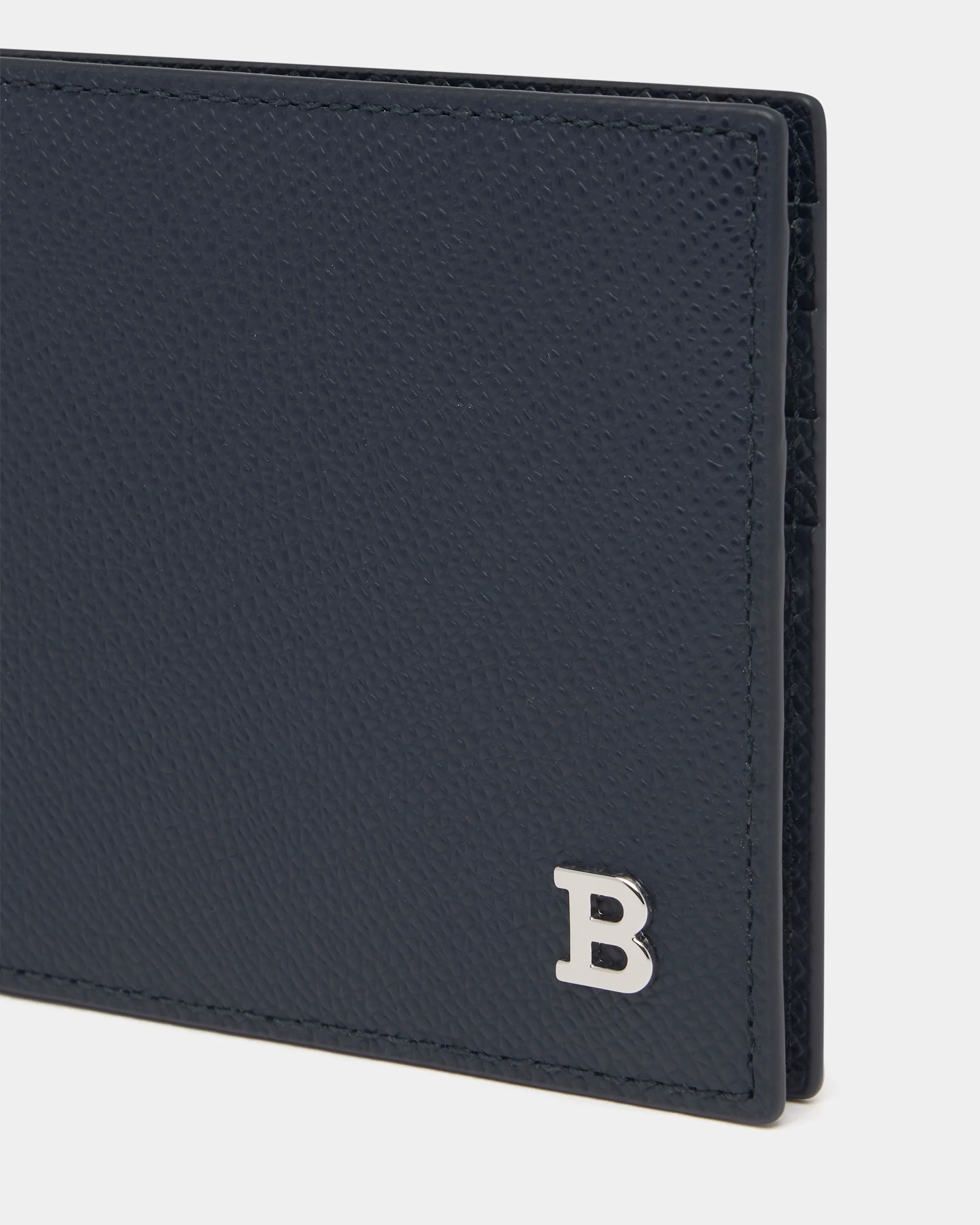 Bifold Wallet in Navy Blue Embossed Leather - Image 4