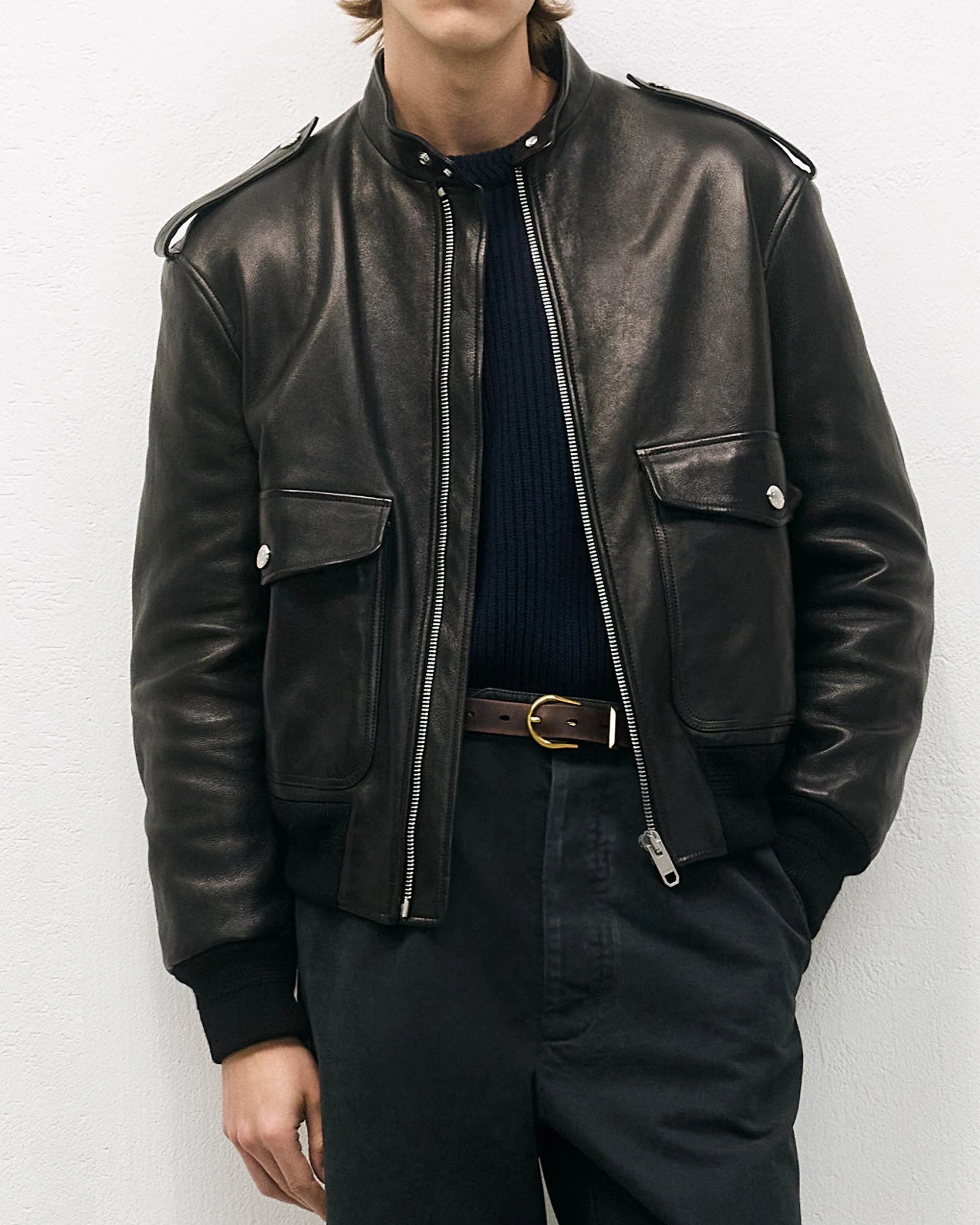 Biker Jacket in Black Leather - Image 2