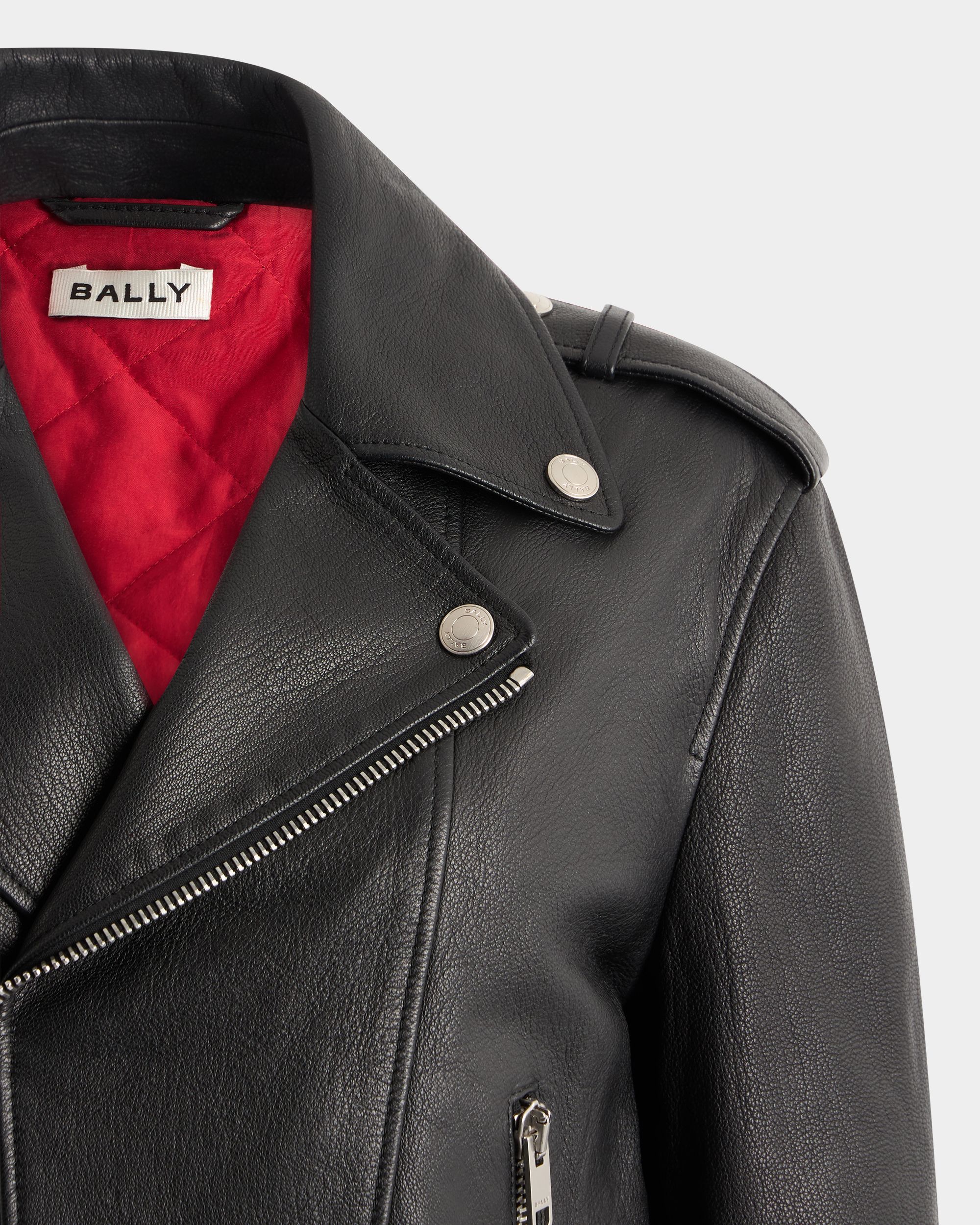 Biker Jacket in Black Leather - Image 4