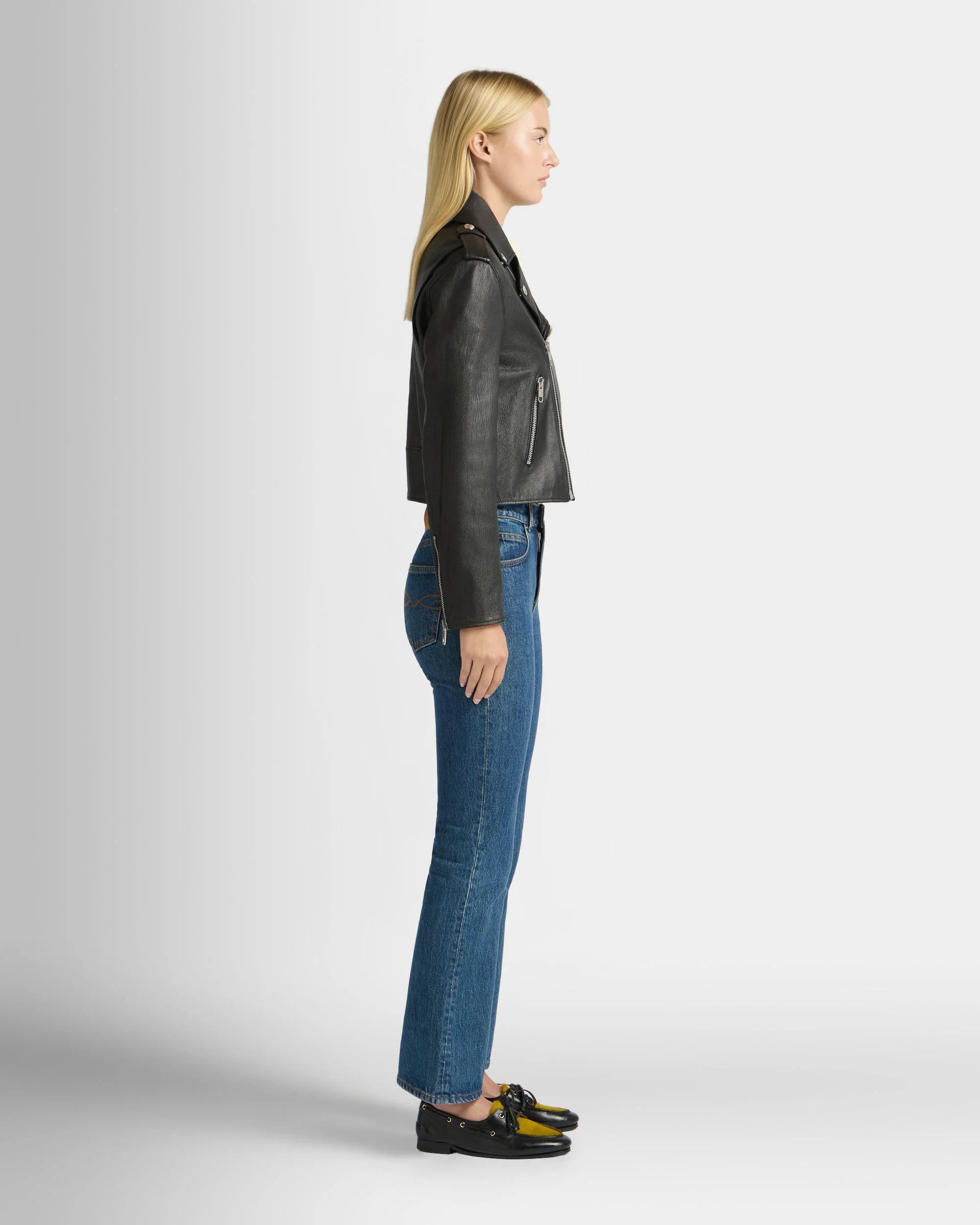 Biker Jacket in Black Leather - Image 5