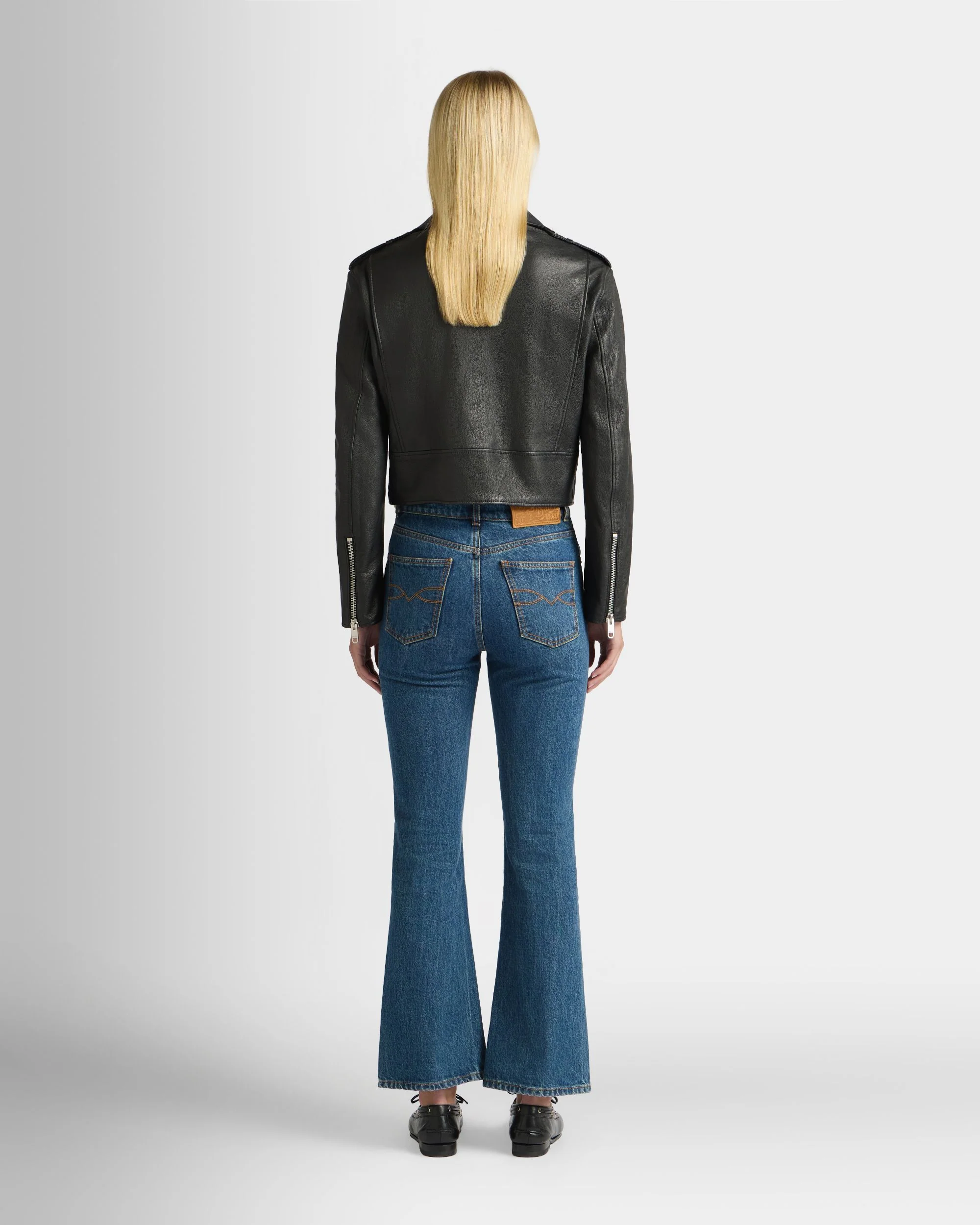 Biker Jacket in Black Leather - Image 6
