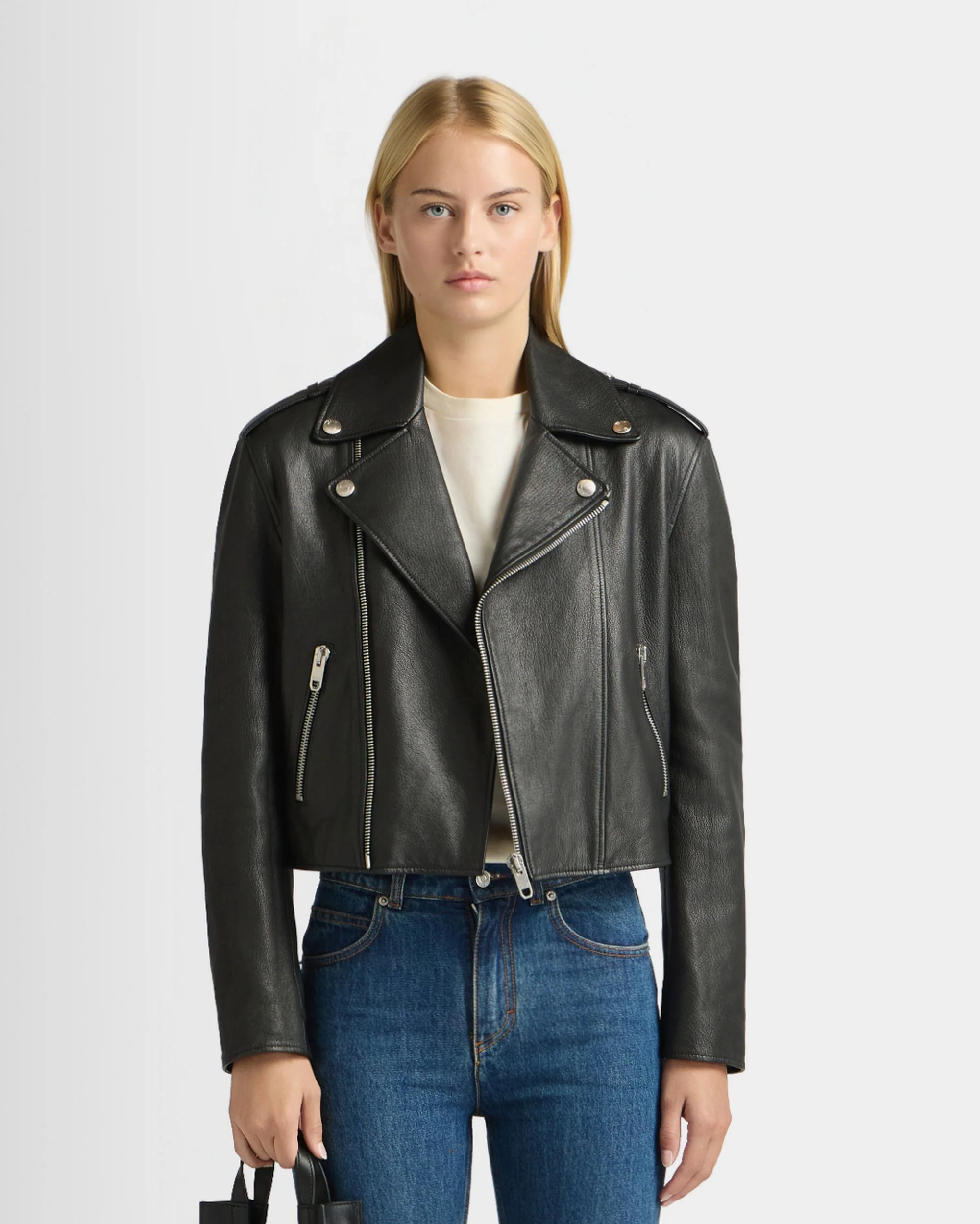 Biker Jacket in Black Leather - Image 8