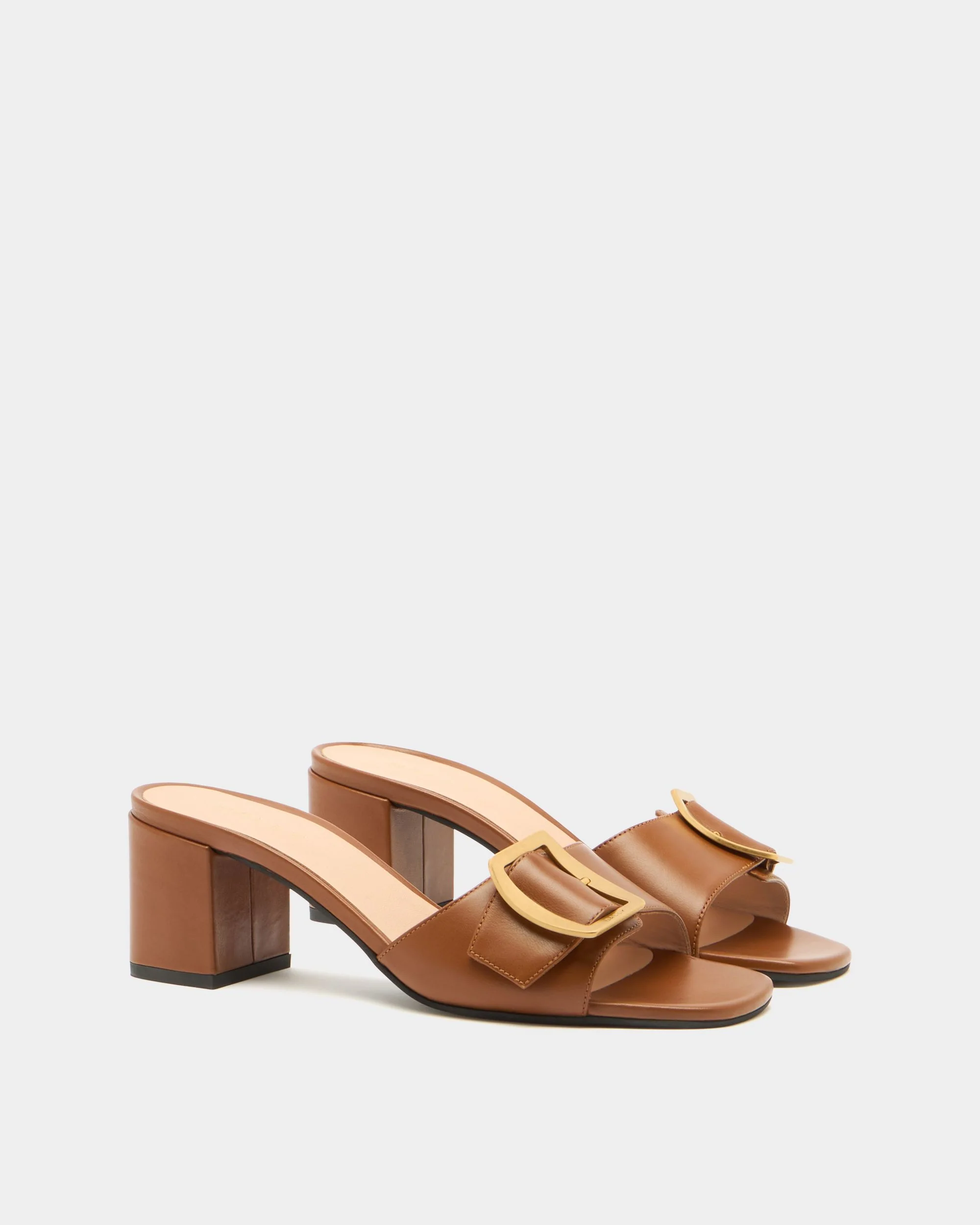 Boucle Mule in Amber Brown Leather - Image 3