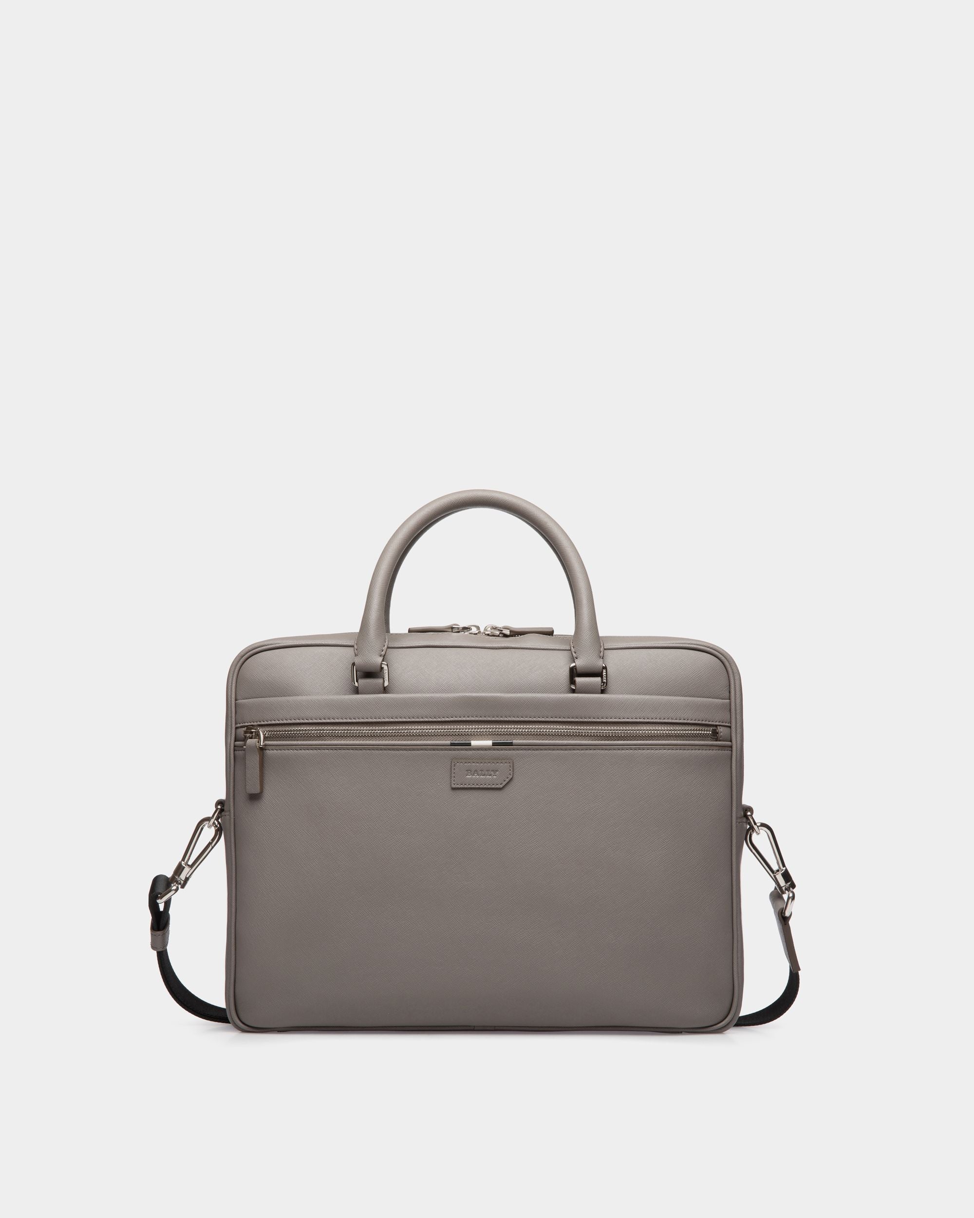 Briefcase in Beige Embossed Leather